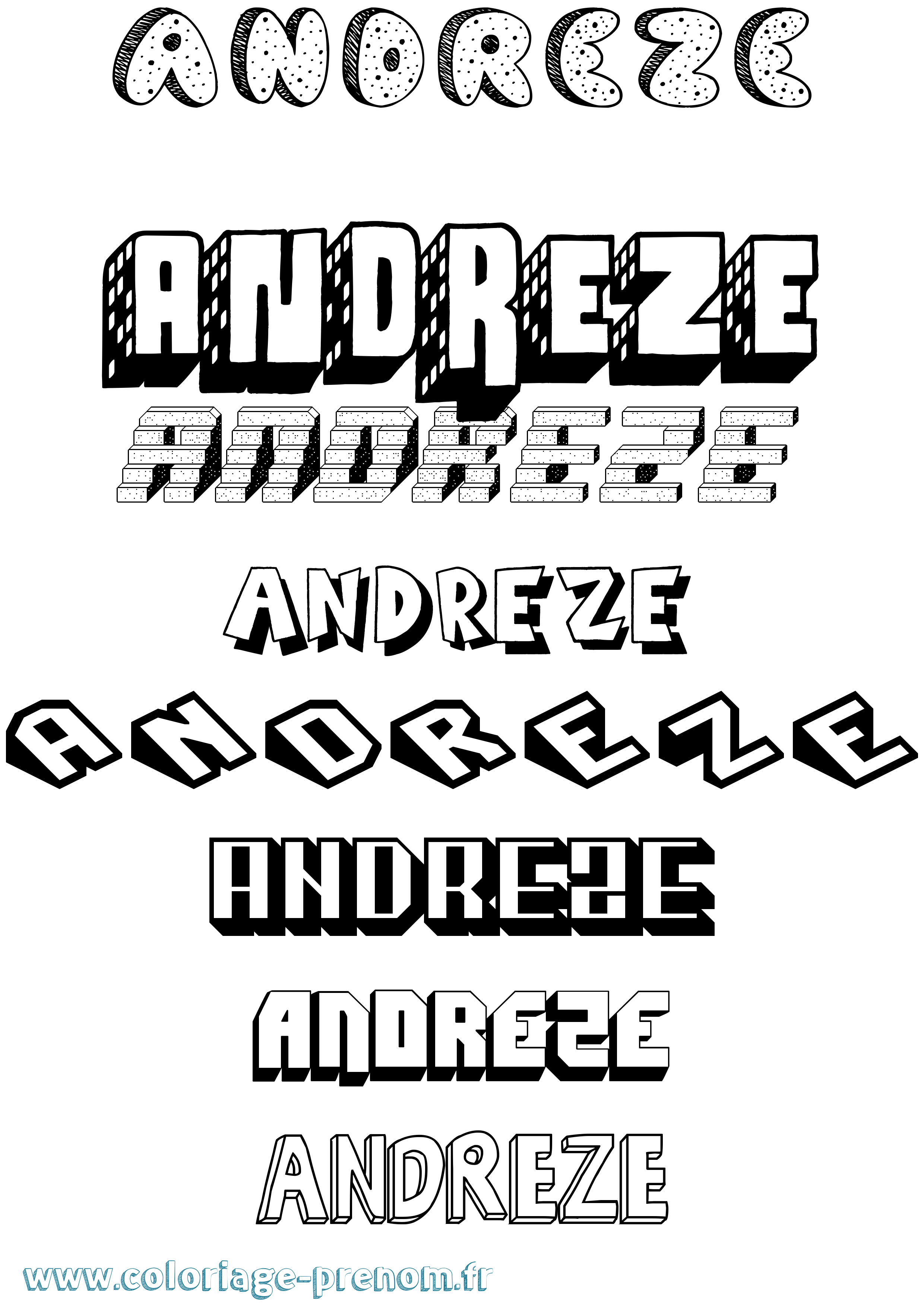 Coloriage Andreze Effet 3D Coloriage prénom Andreze Effet 3D