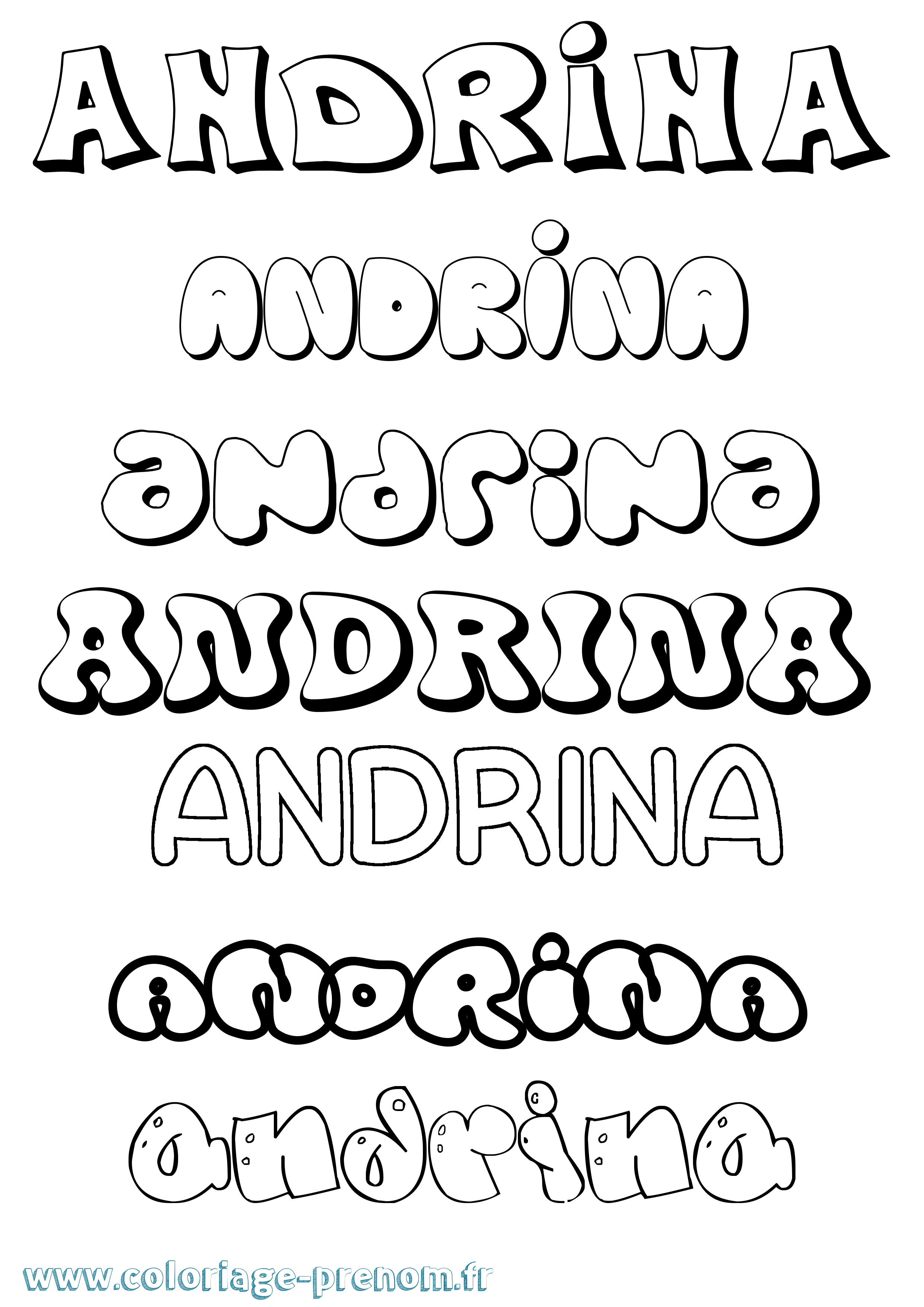 Coloriage Andrina Bubble Coloriage prénom Andrina Bubble