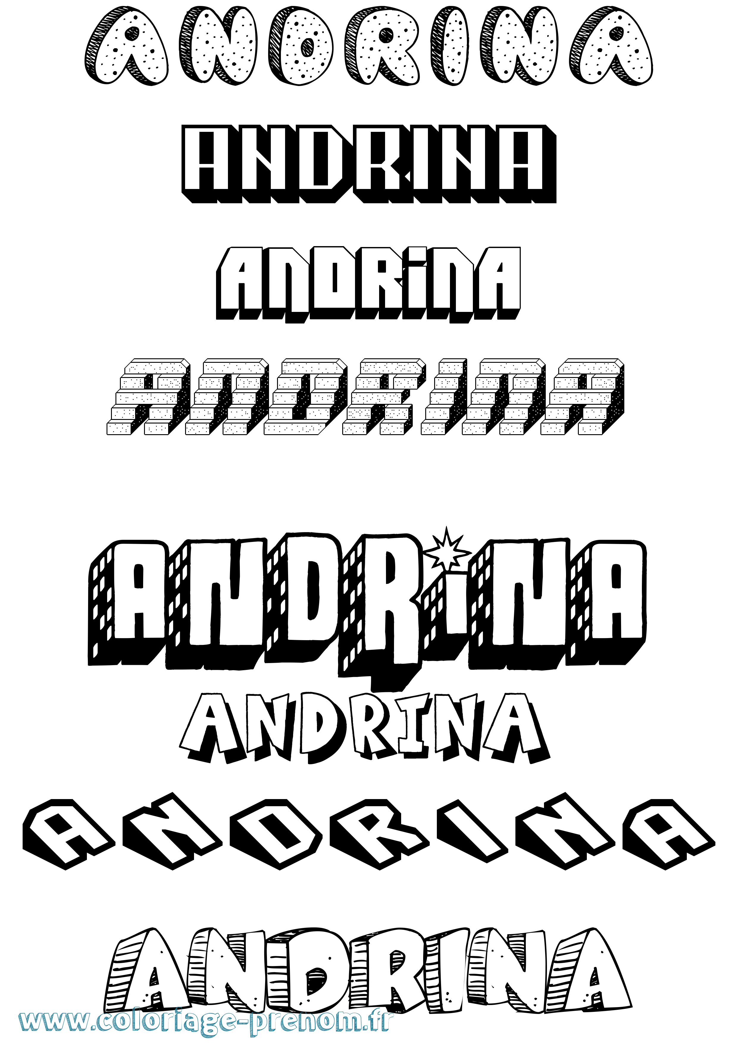 Coloriage Andrina Effet 3D Coloriage prénom Andrina Effet 3D