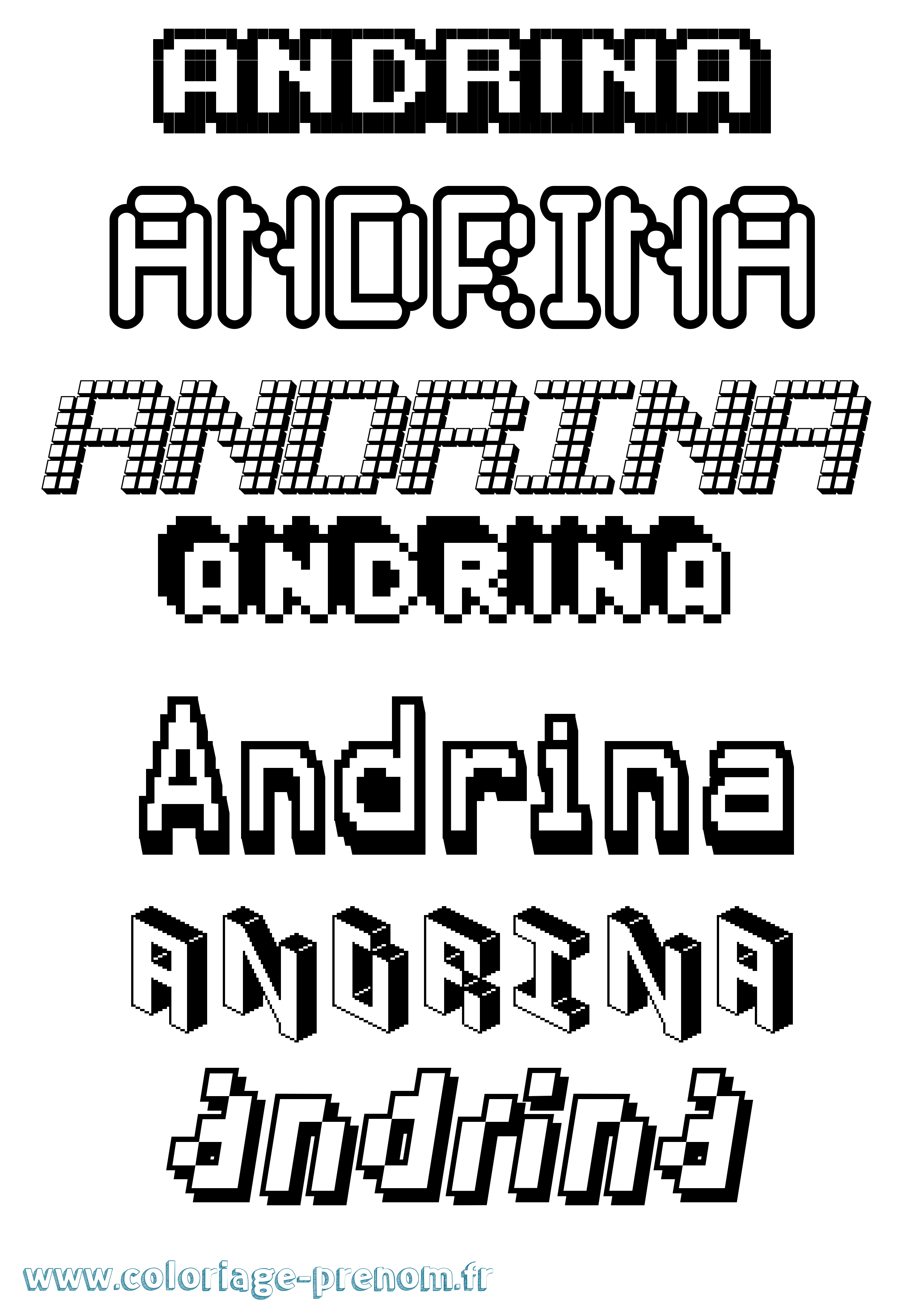 Coloriage Andrina Pixel Coloriage prénom Andrina Pixel