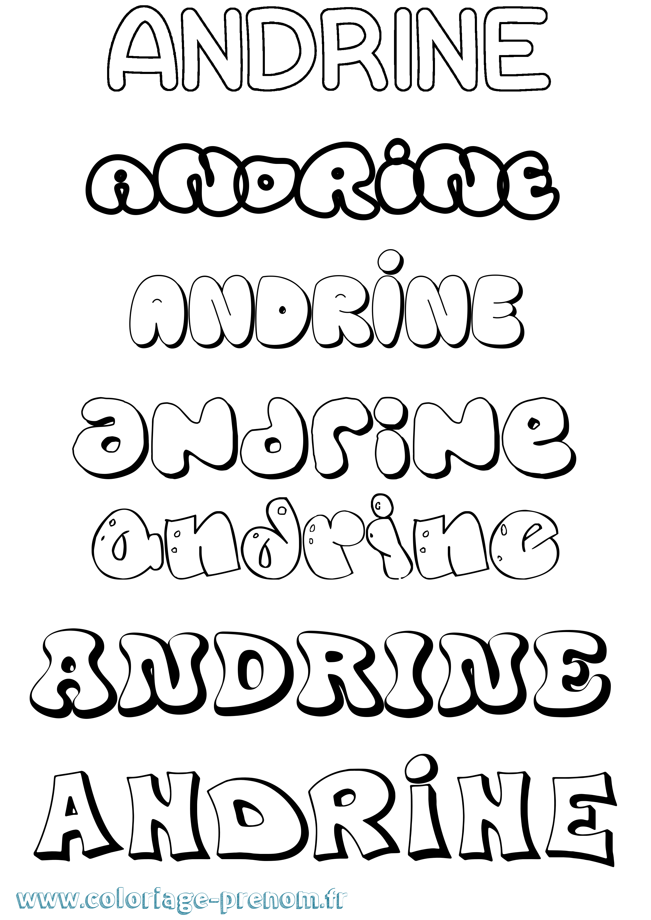 Coloriage Andrine Bubble Coloriage prénom Andrine Bubble