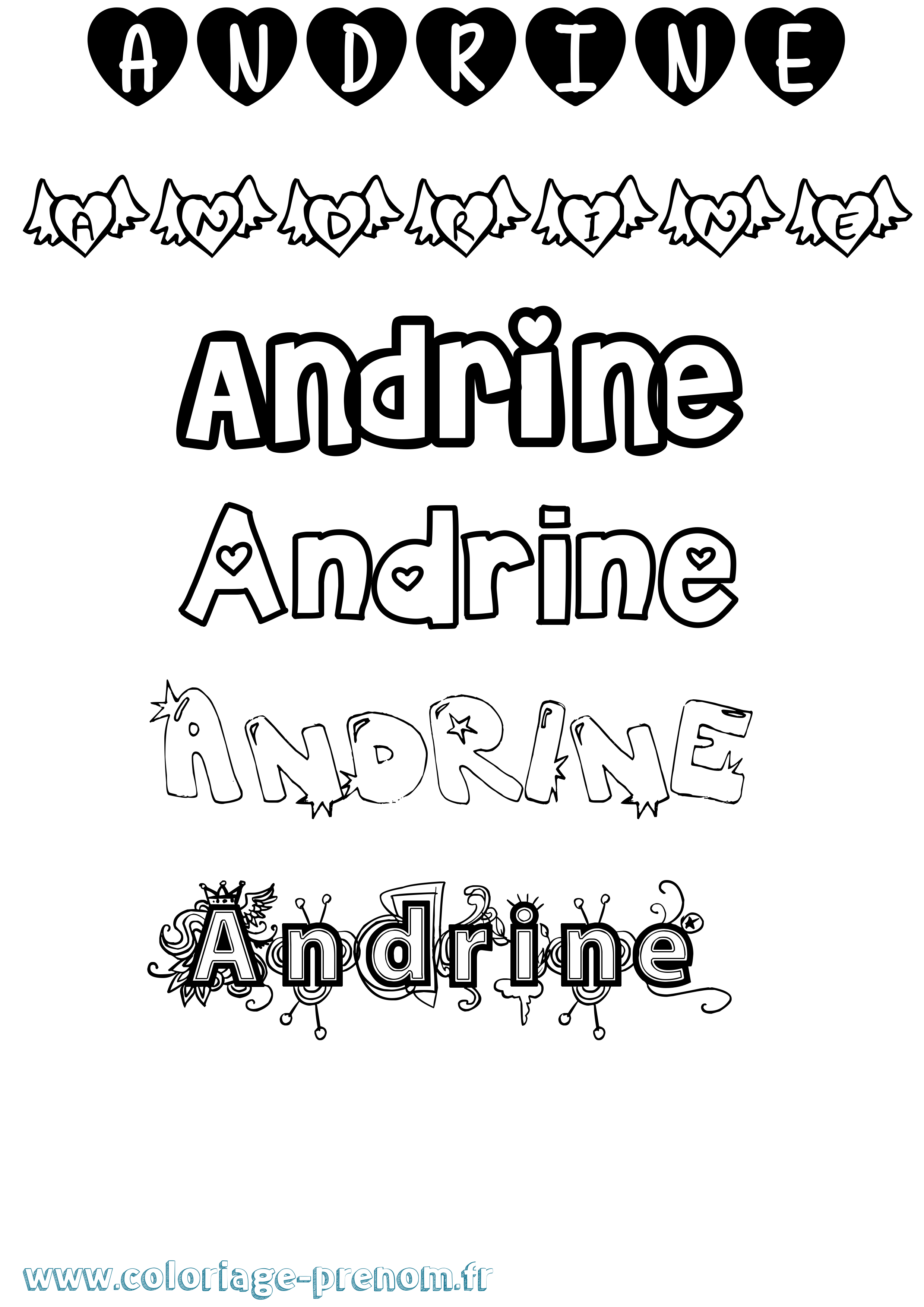 Coloriage Andrine Girly Coloriage prénom Andrine Girly