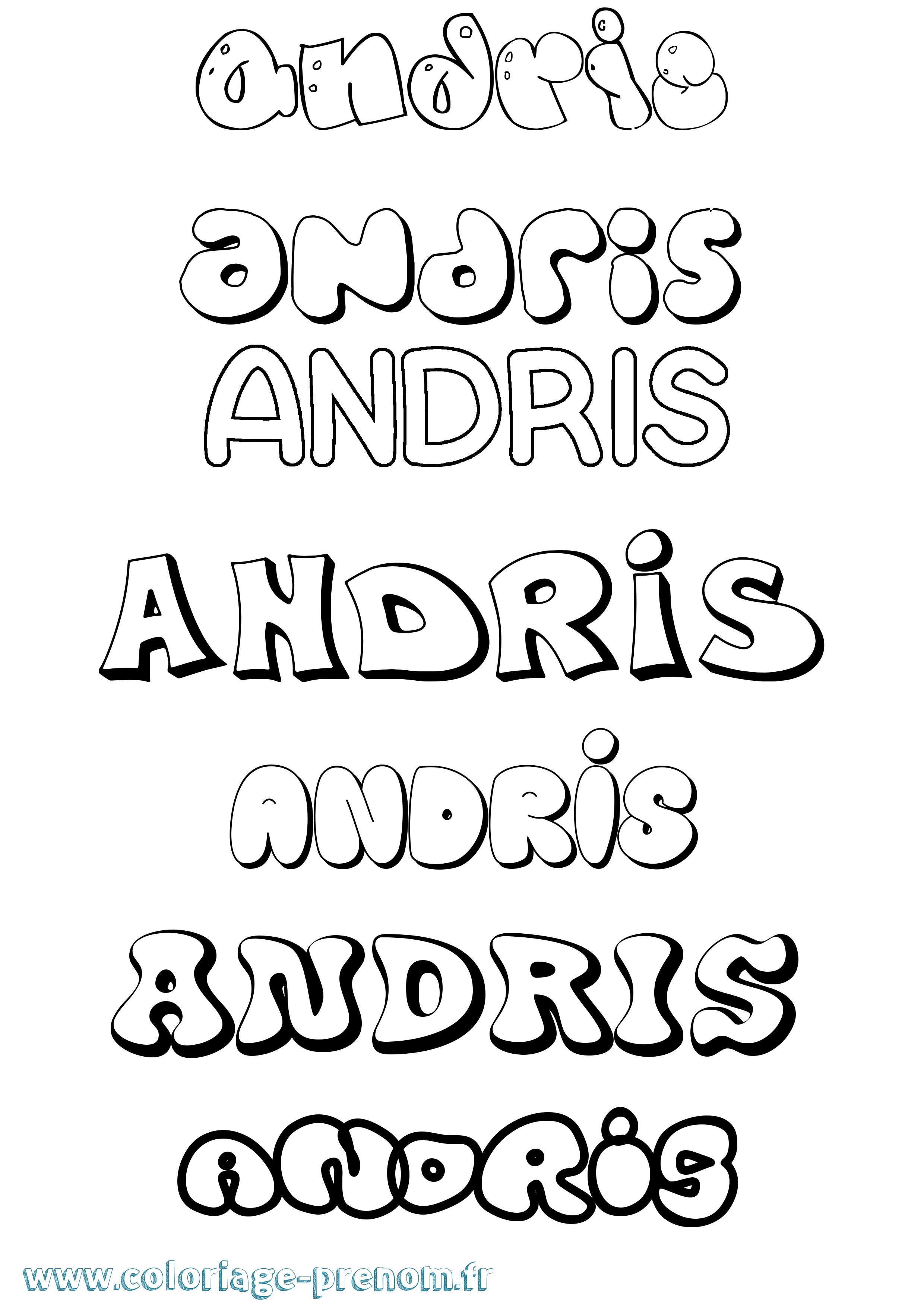 Coloriage Andris Bubble Coloriage prénom Andris Bubble