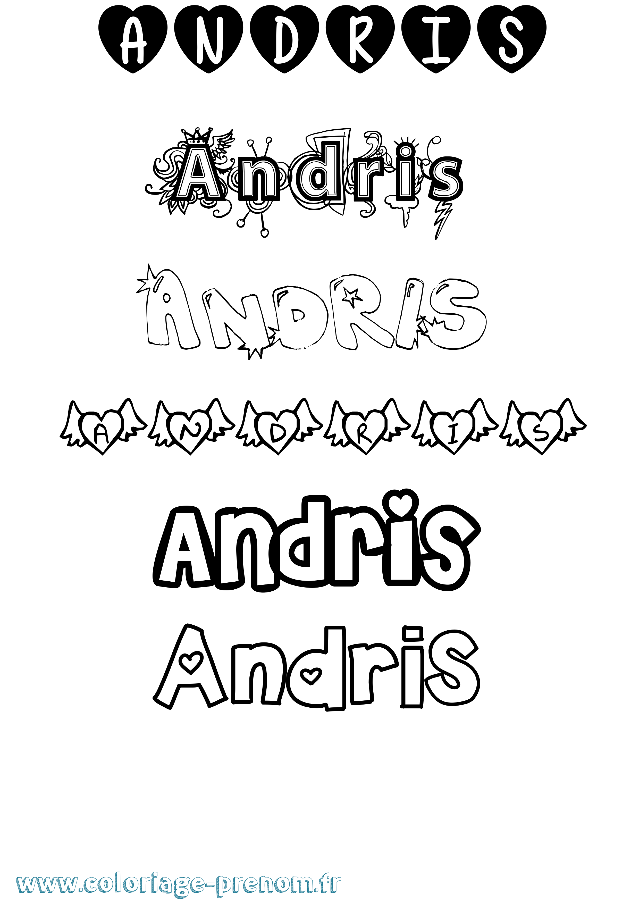 Coloriage Andris Girly Coloriage prénom Andris Girly