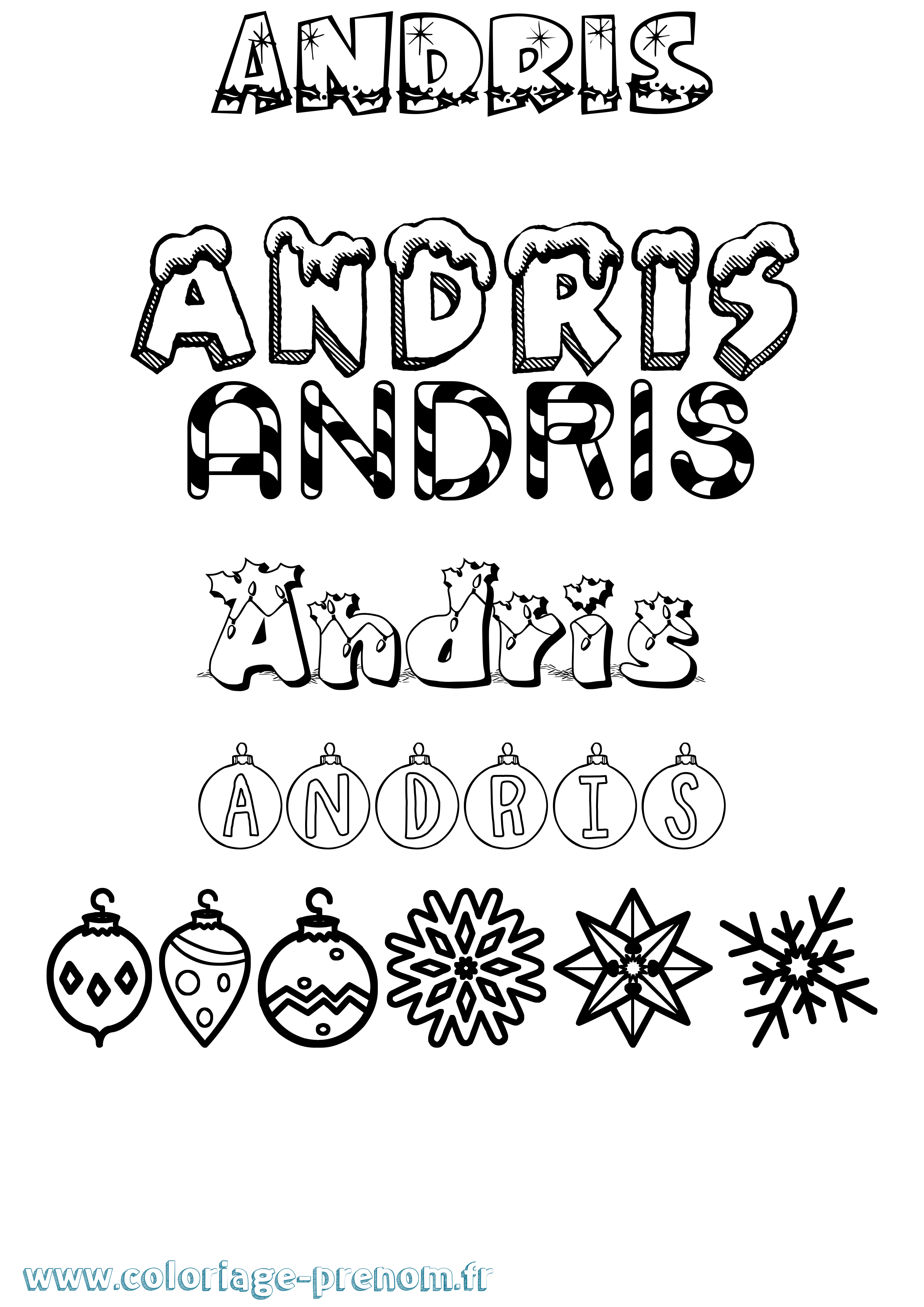 Coloriage Andris Noël Coloriage prénom Andris Noël