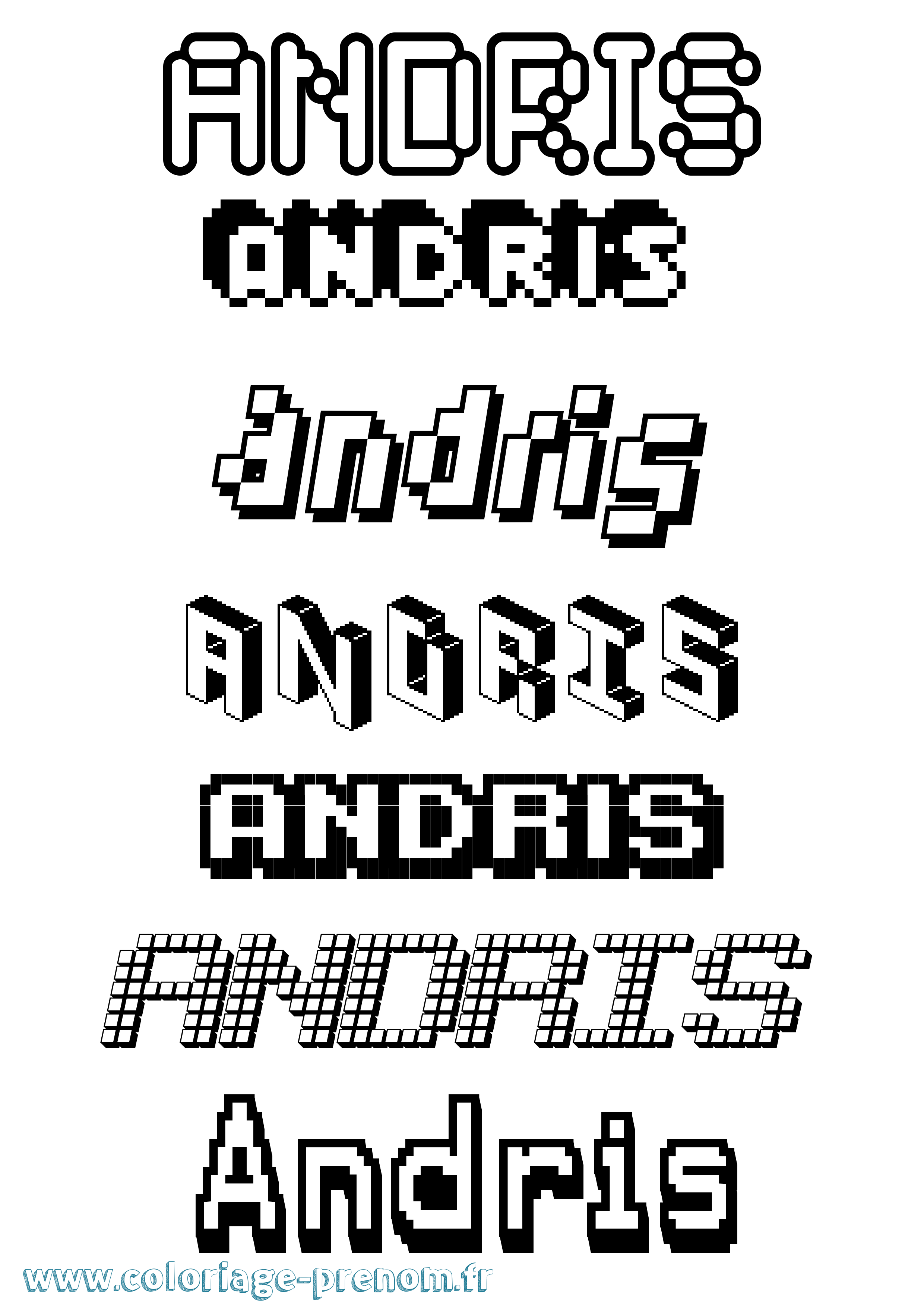 Coloriage Andris Pixel Coloriage prénom Andris Pixel