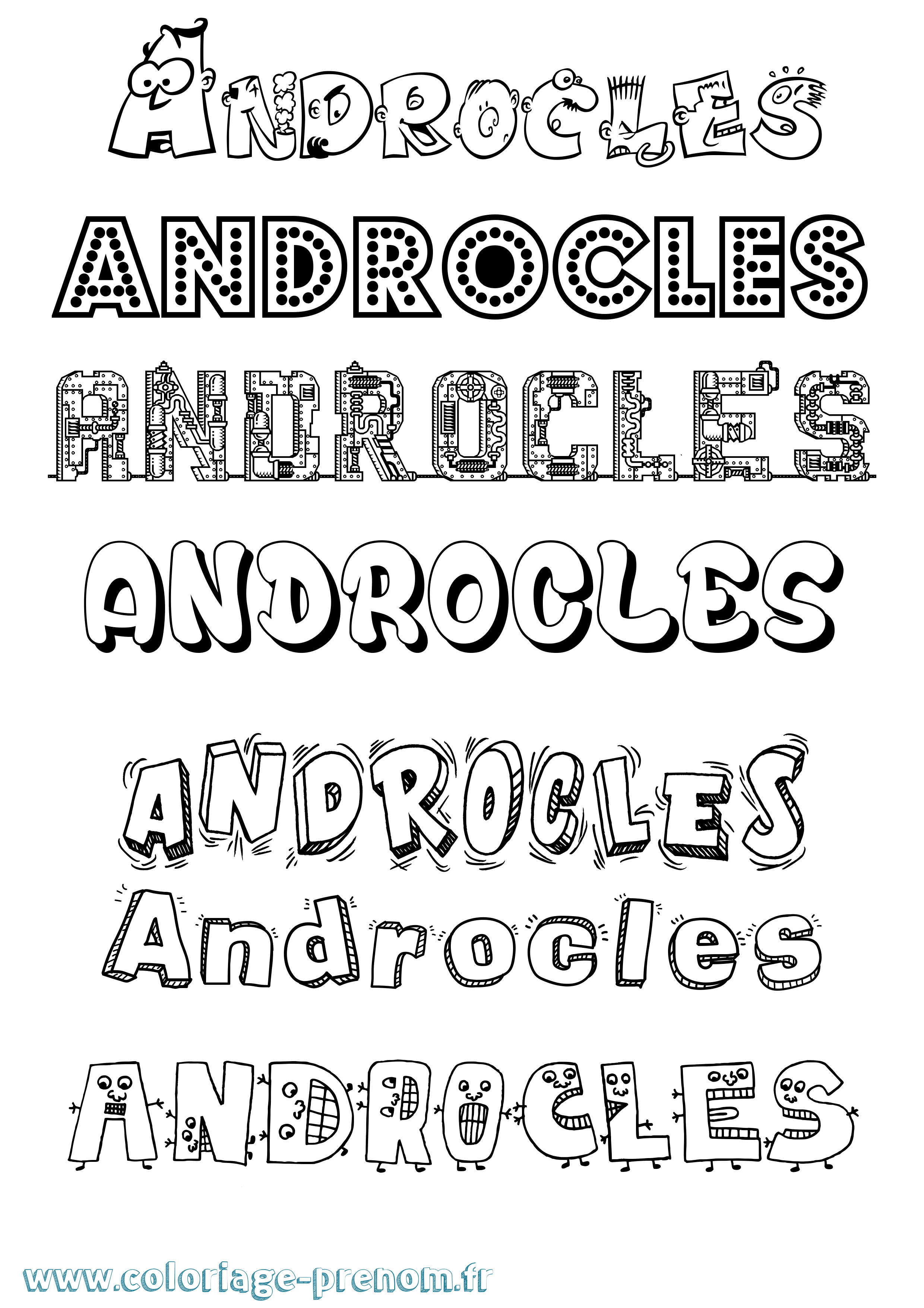 Coloriage Androcles Fun Coloriage prénom Androcles Fun