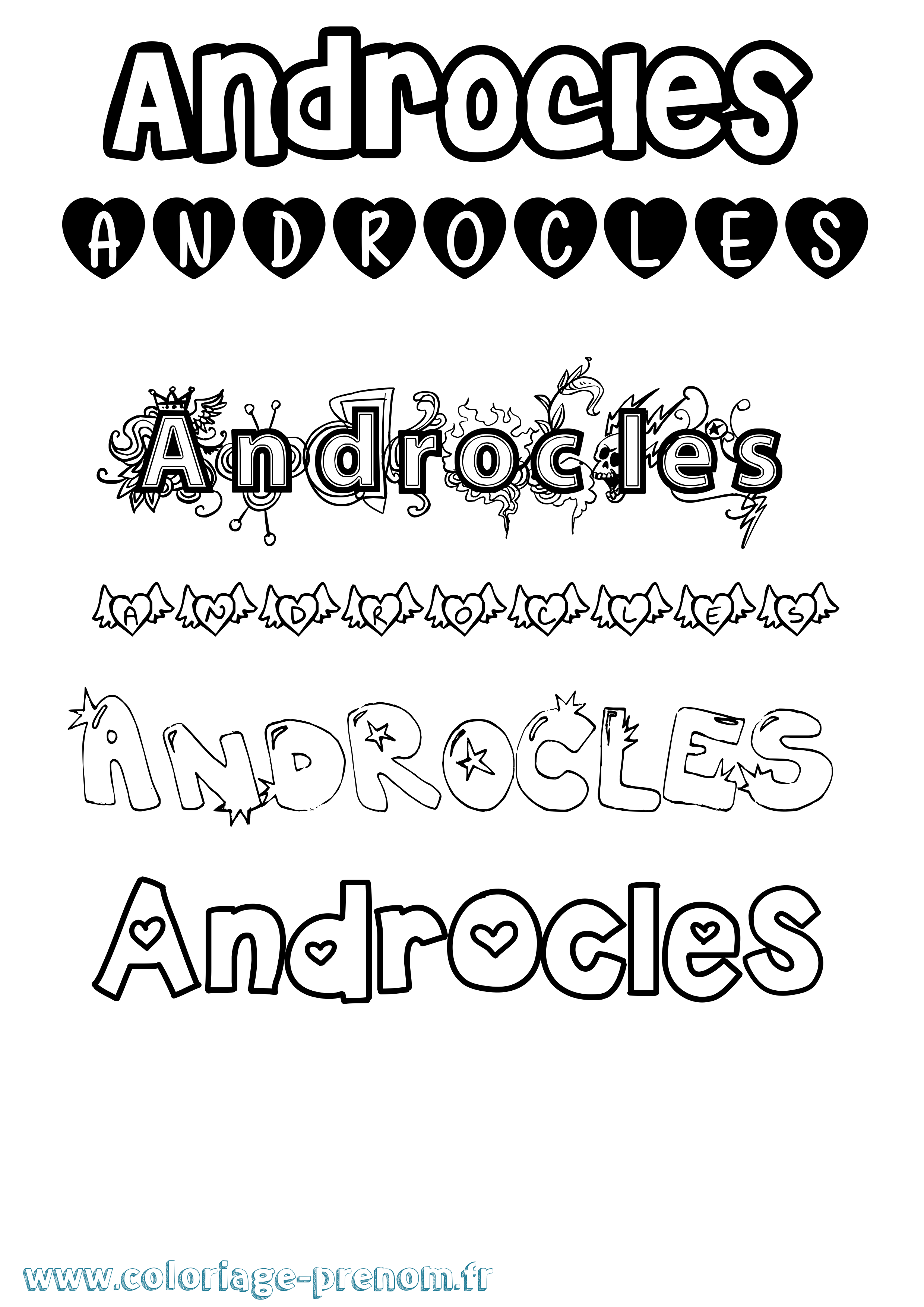 Coloriage Androcles Girly Coloriage prénom Androcles Girly
