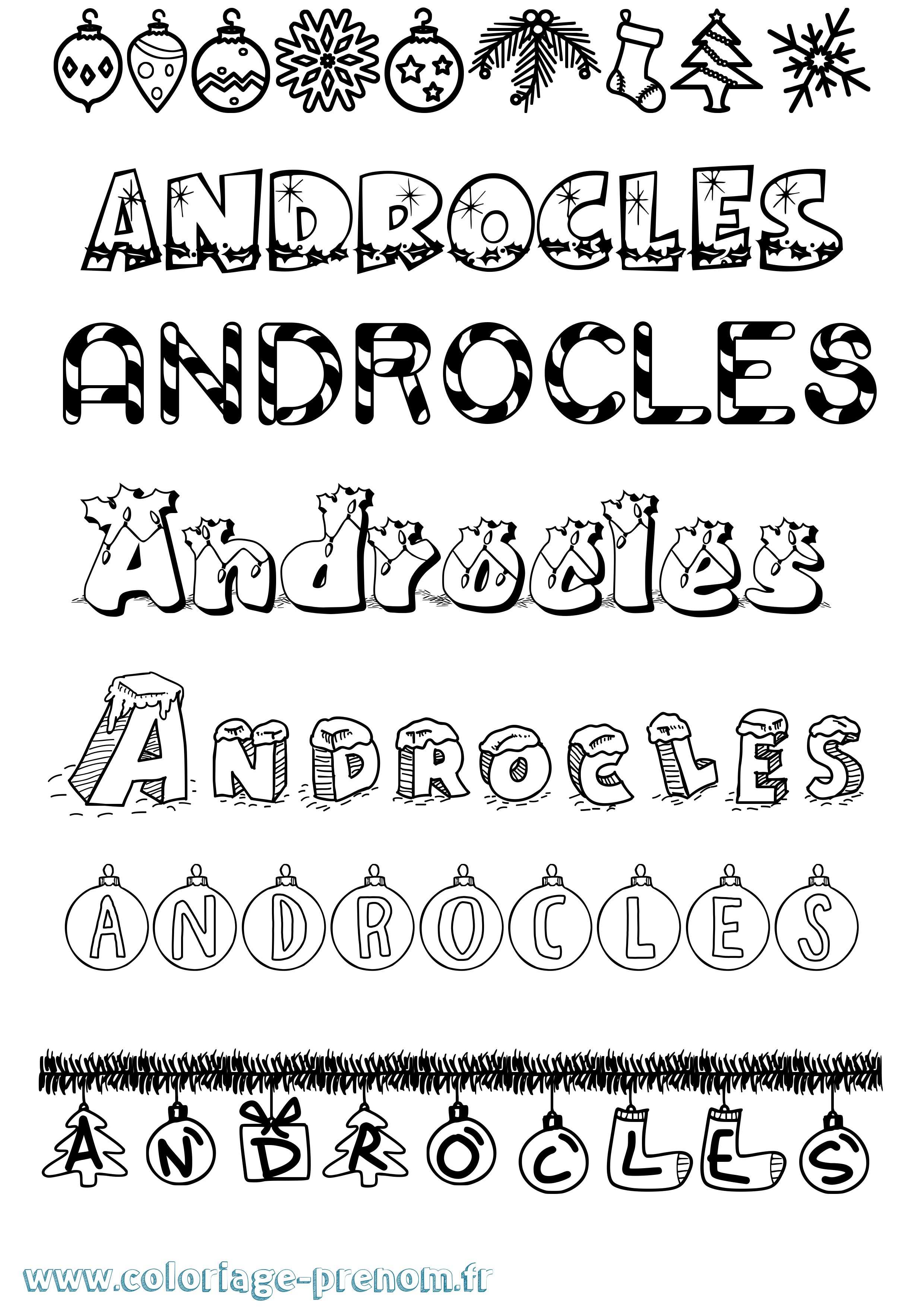 Coloriage Androcles Noël Coloriage prénom Androcles Noël