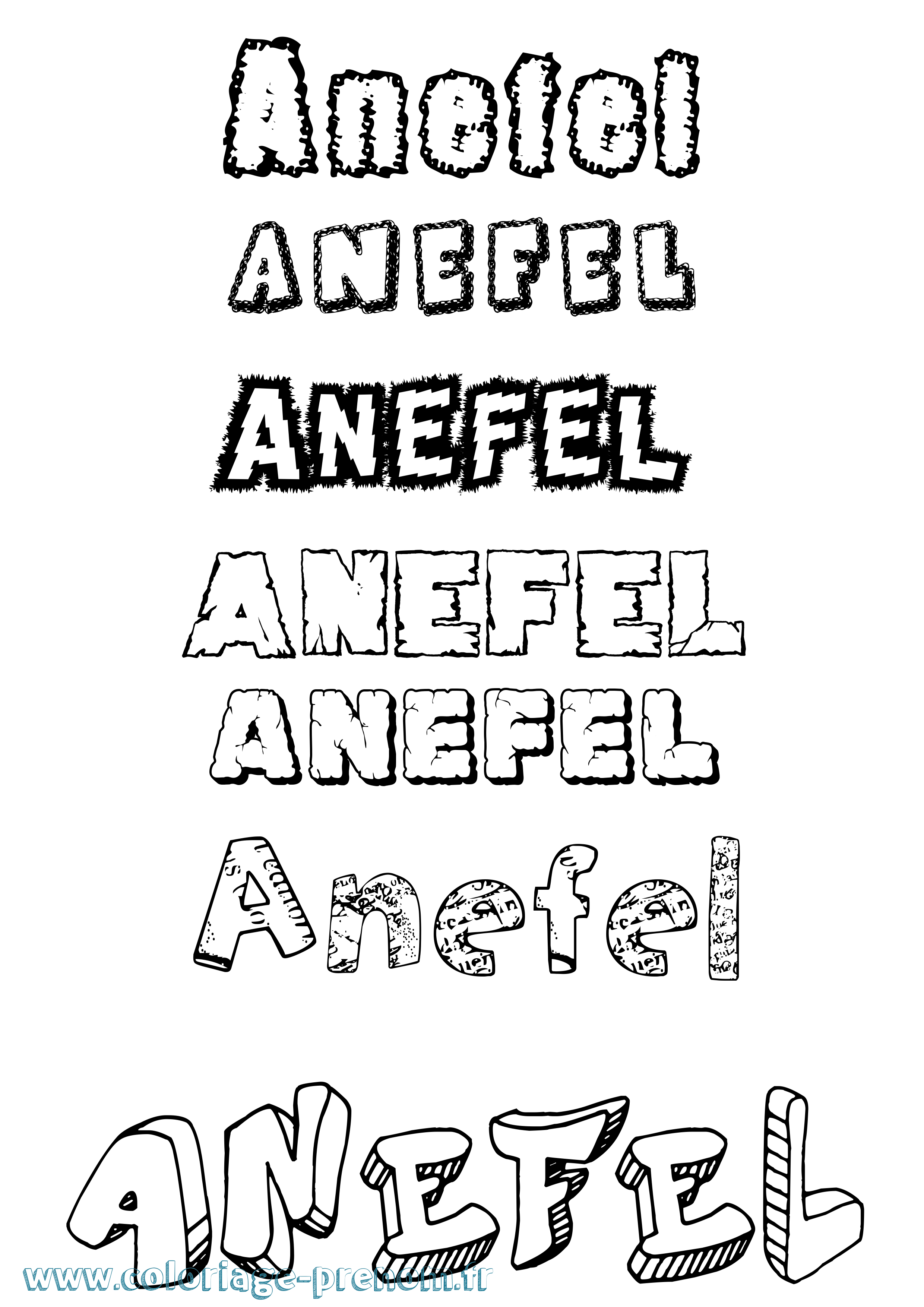Coloriage Anefel Destructuré Coloriage prénom Anefel Destructuré