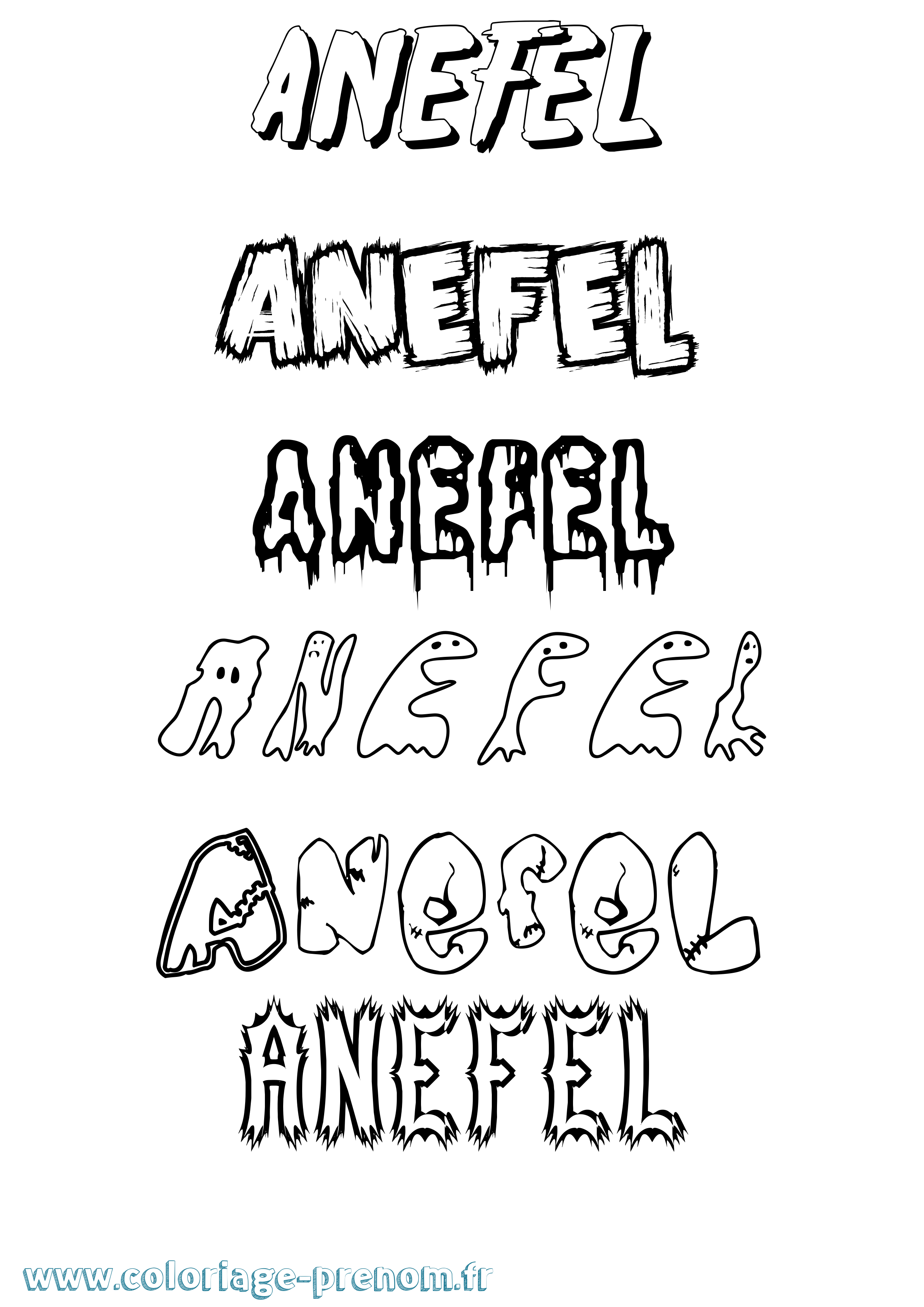 Coloriage Anefel Frisson Coloriage prénom Anefel Frisson