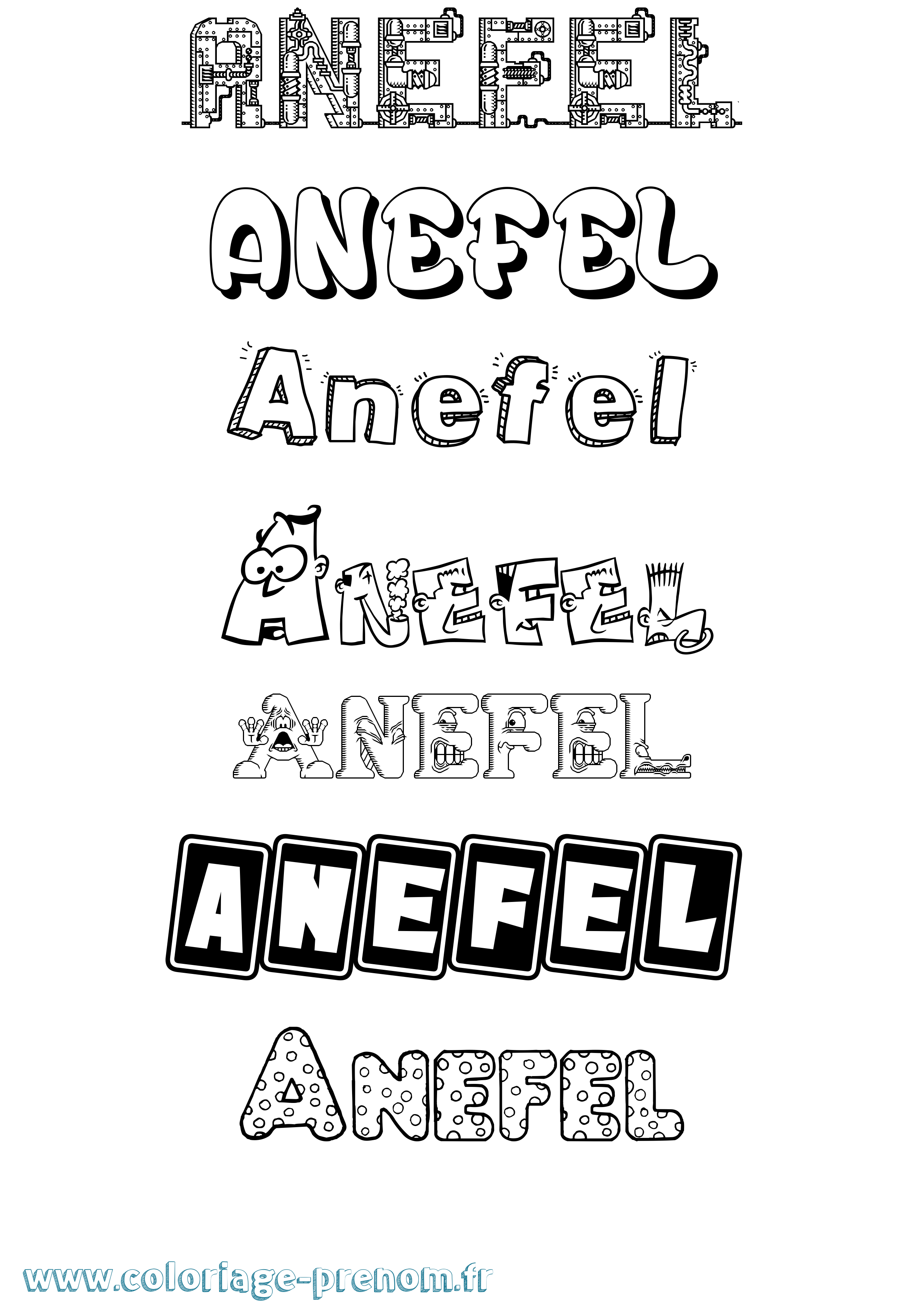 Coloriage Anefel Fun Coloriage prénom Anefel Fun