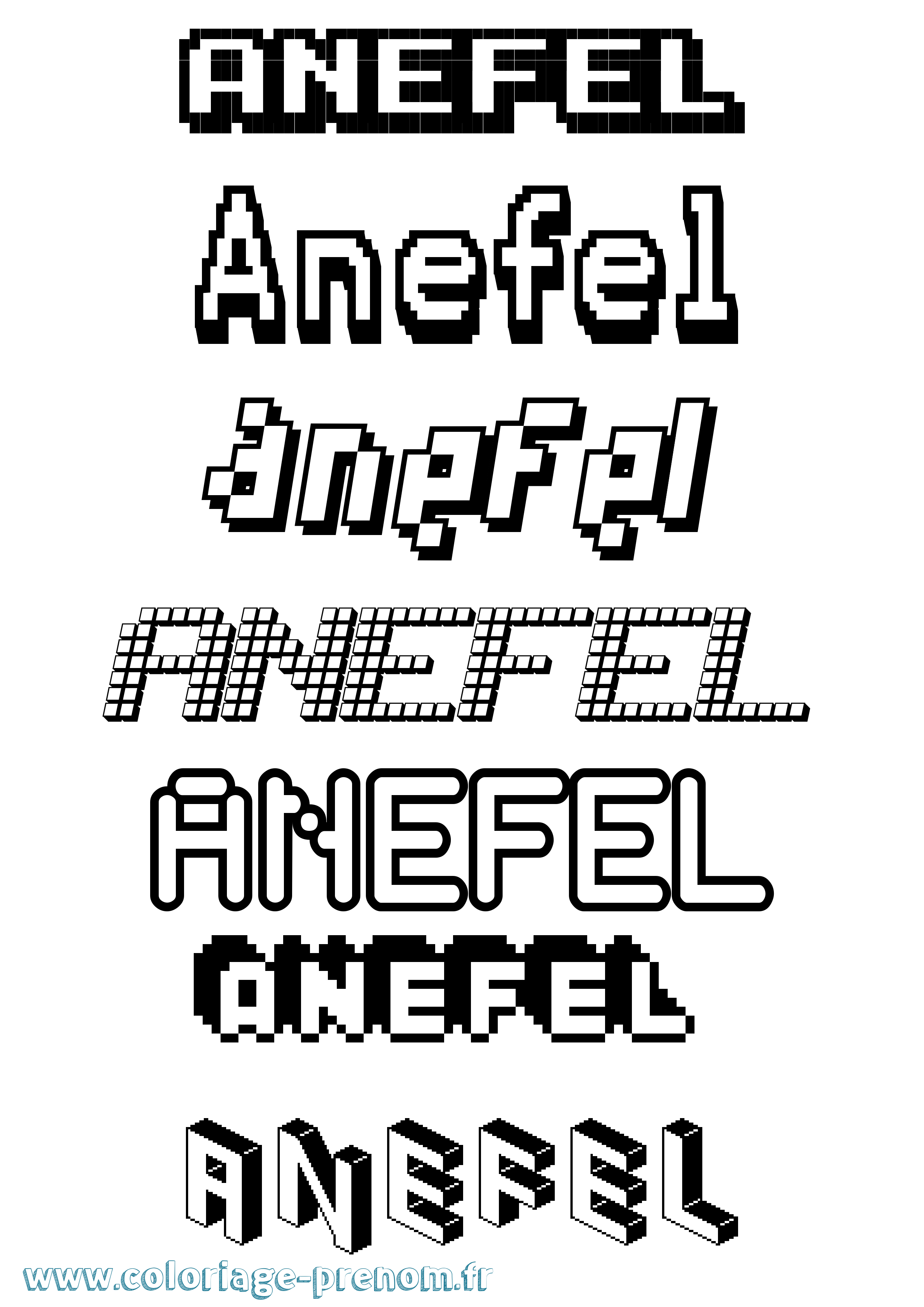 Coloriage Anefel Pixel Coloriage prénom Anefel Pixel