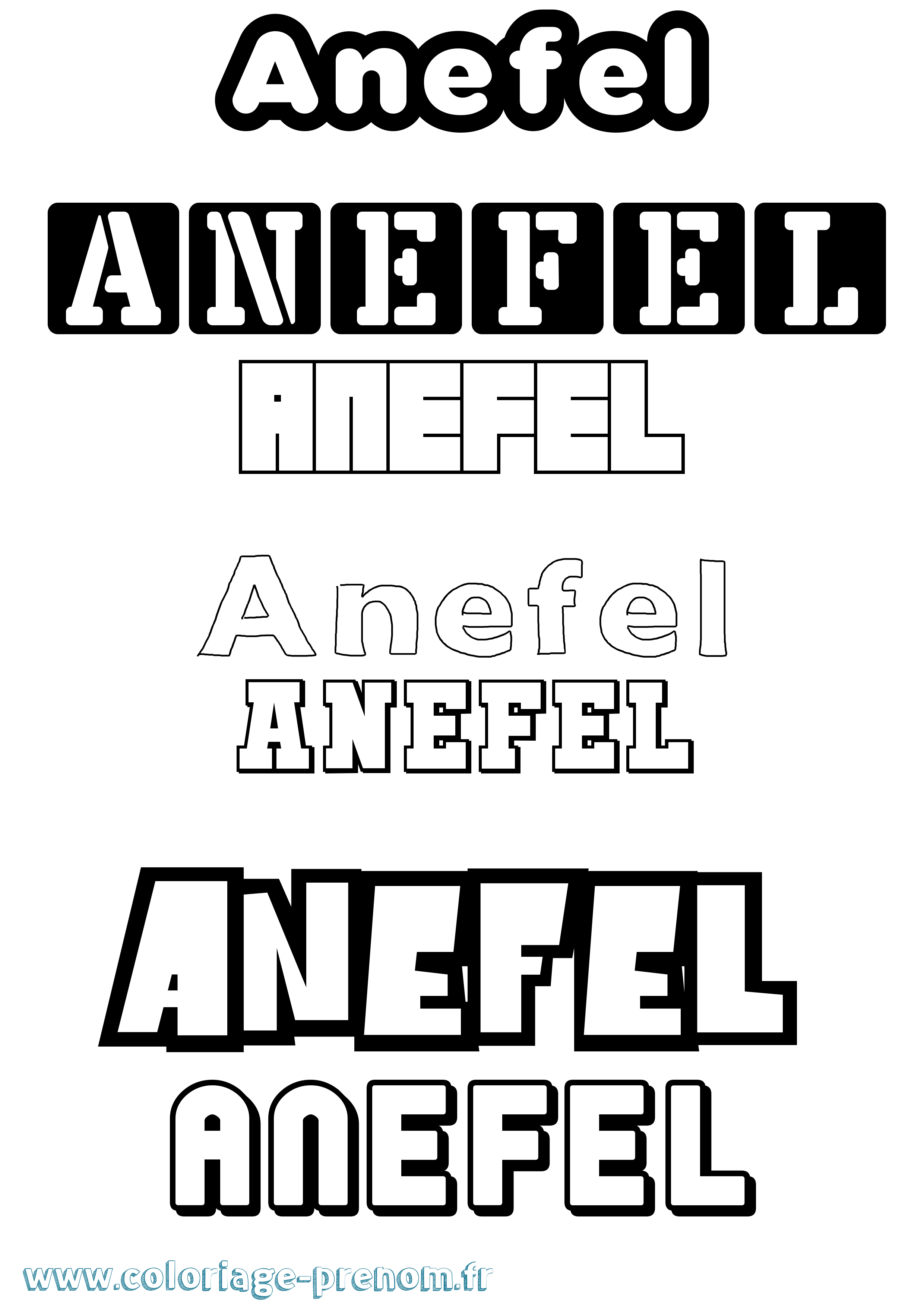 Coloriage Anefel Simple Coloriage prénom Anefel Simple