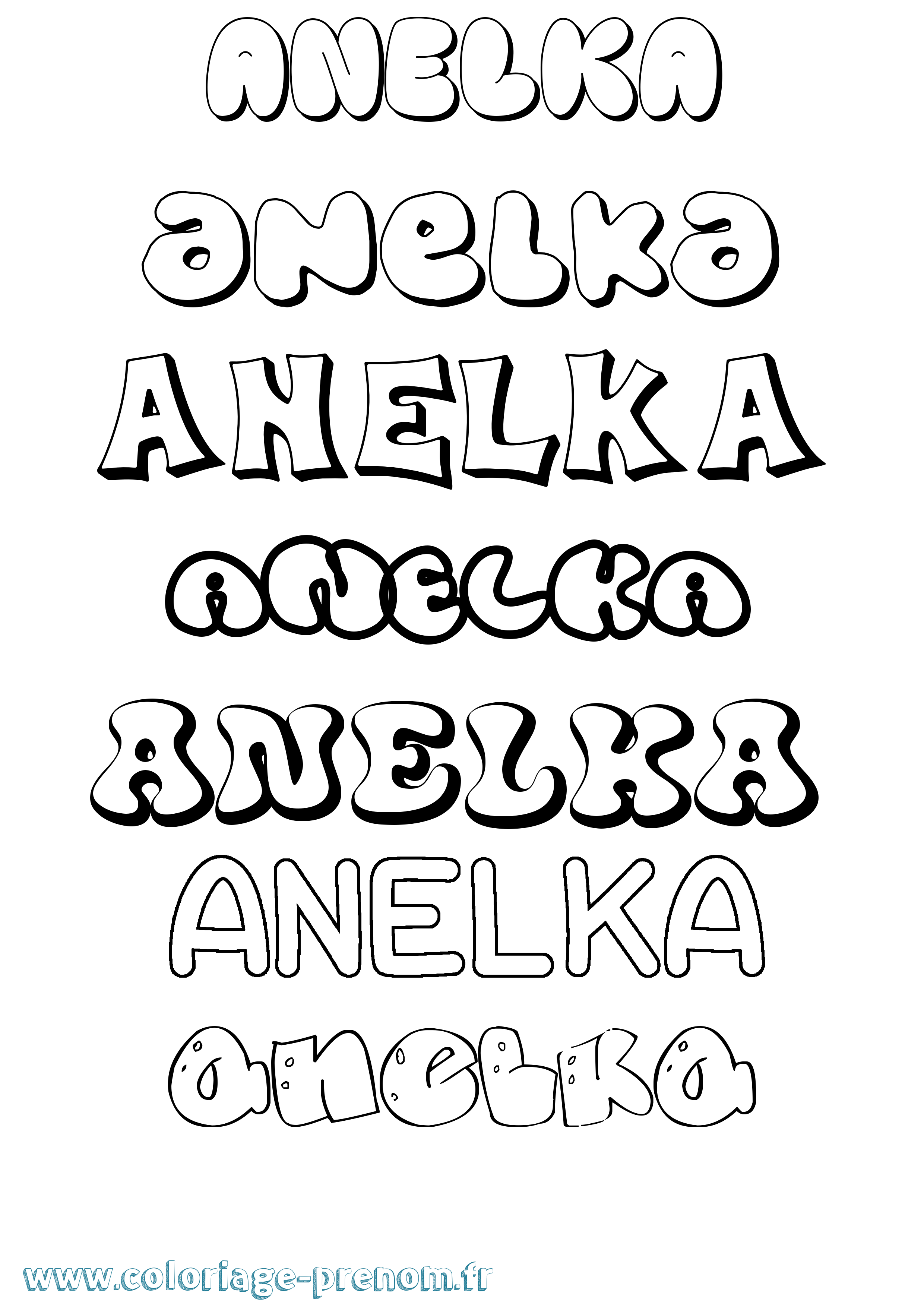 Coloriage Anelka Bubble Coloriage prénom Anelka Bubble