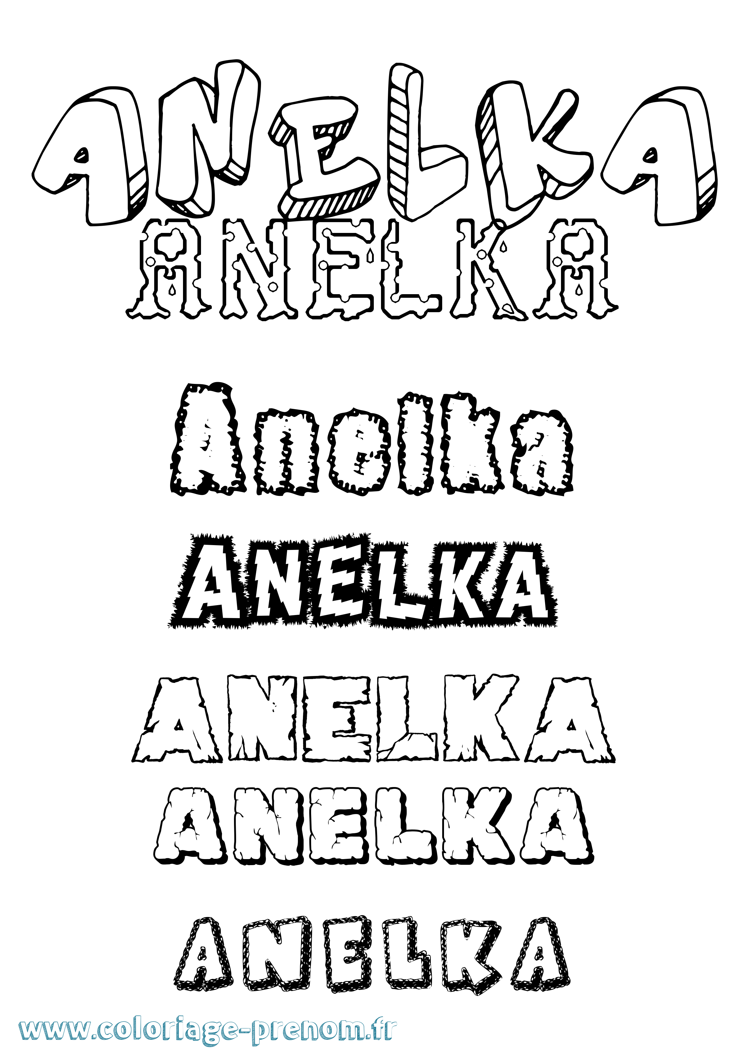 Coloriage Anelka Destructuré Coloriage prénom Anelka Destructuré