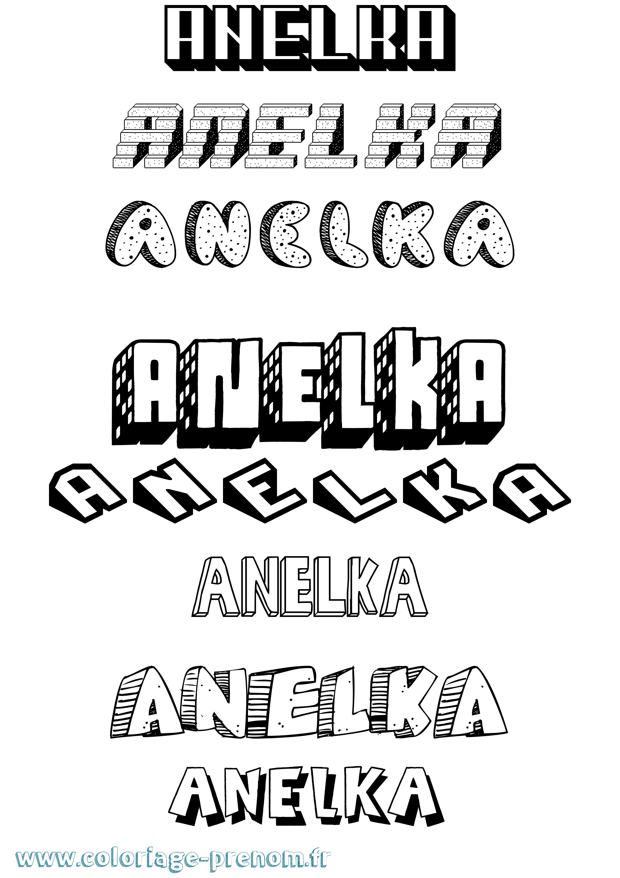Coloriage Anelka Effet 3D Coloriage prénom Anelka Effet 3D