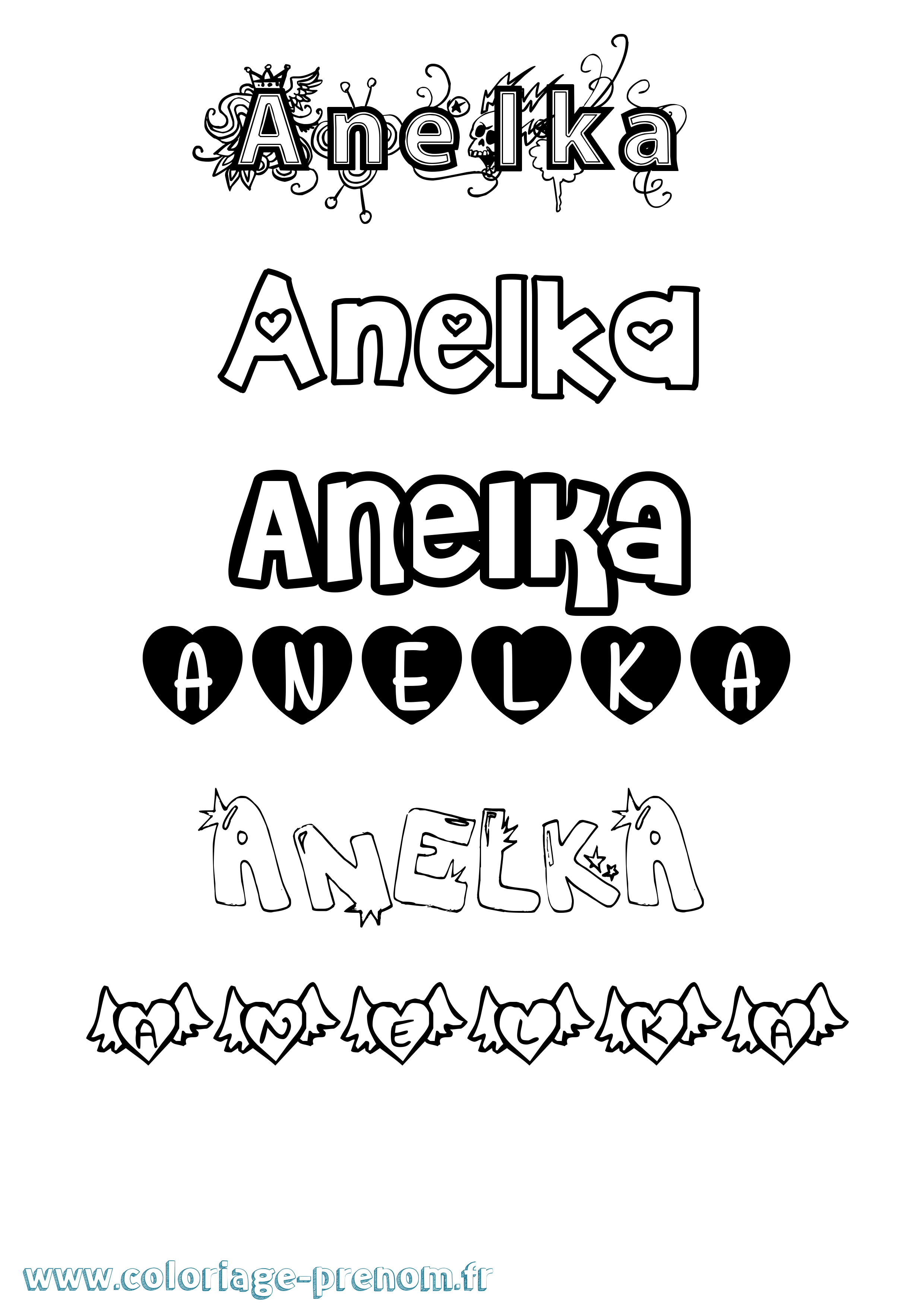 Coloriage Anelka Girly Coloriage prénom Anelka Girly