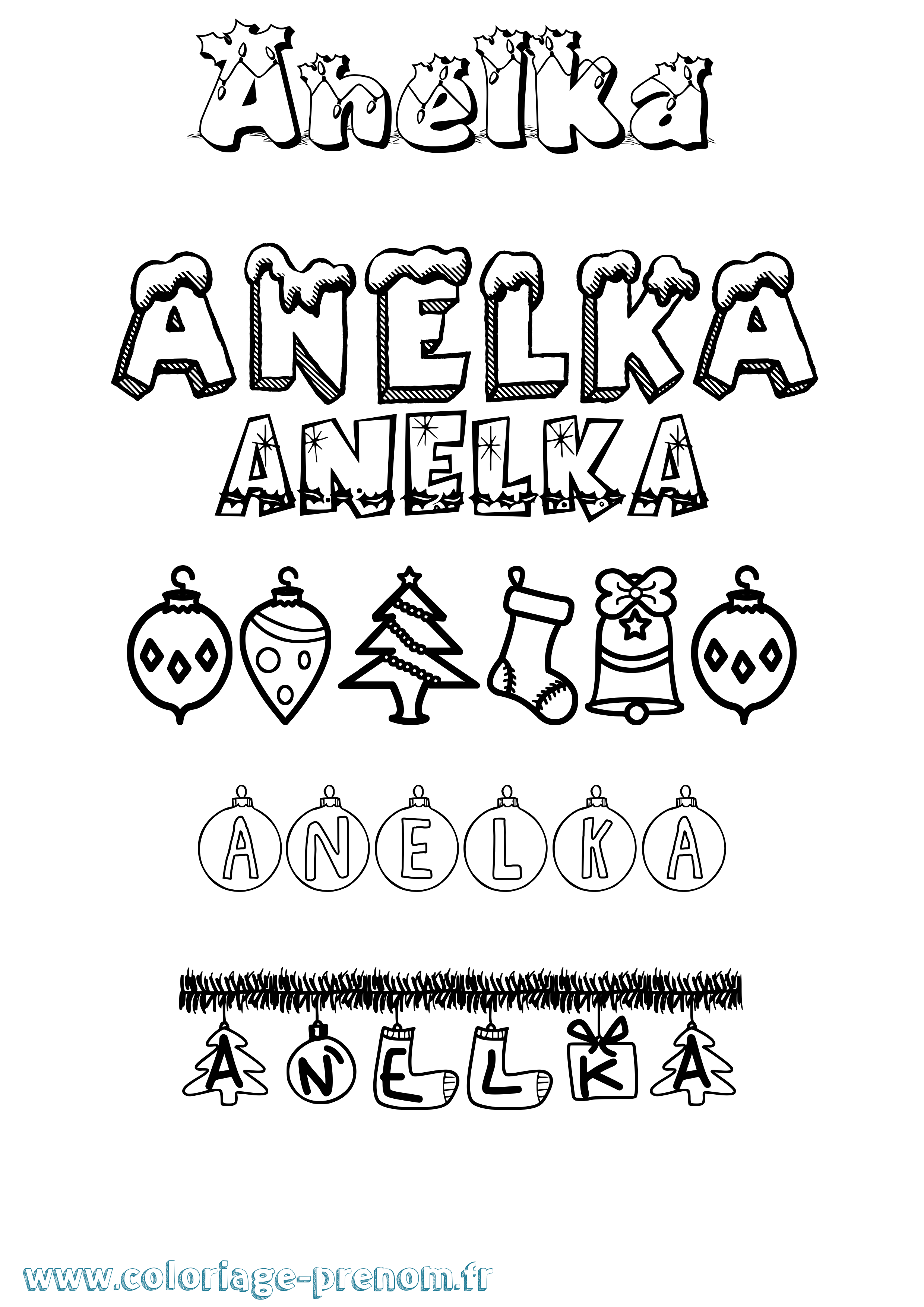 Coloriage Anelka Noël Coloriage prénom Anelka Noël