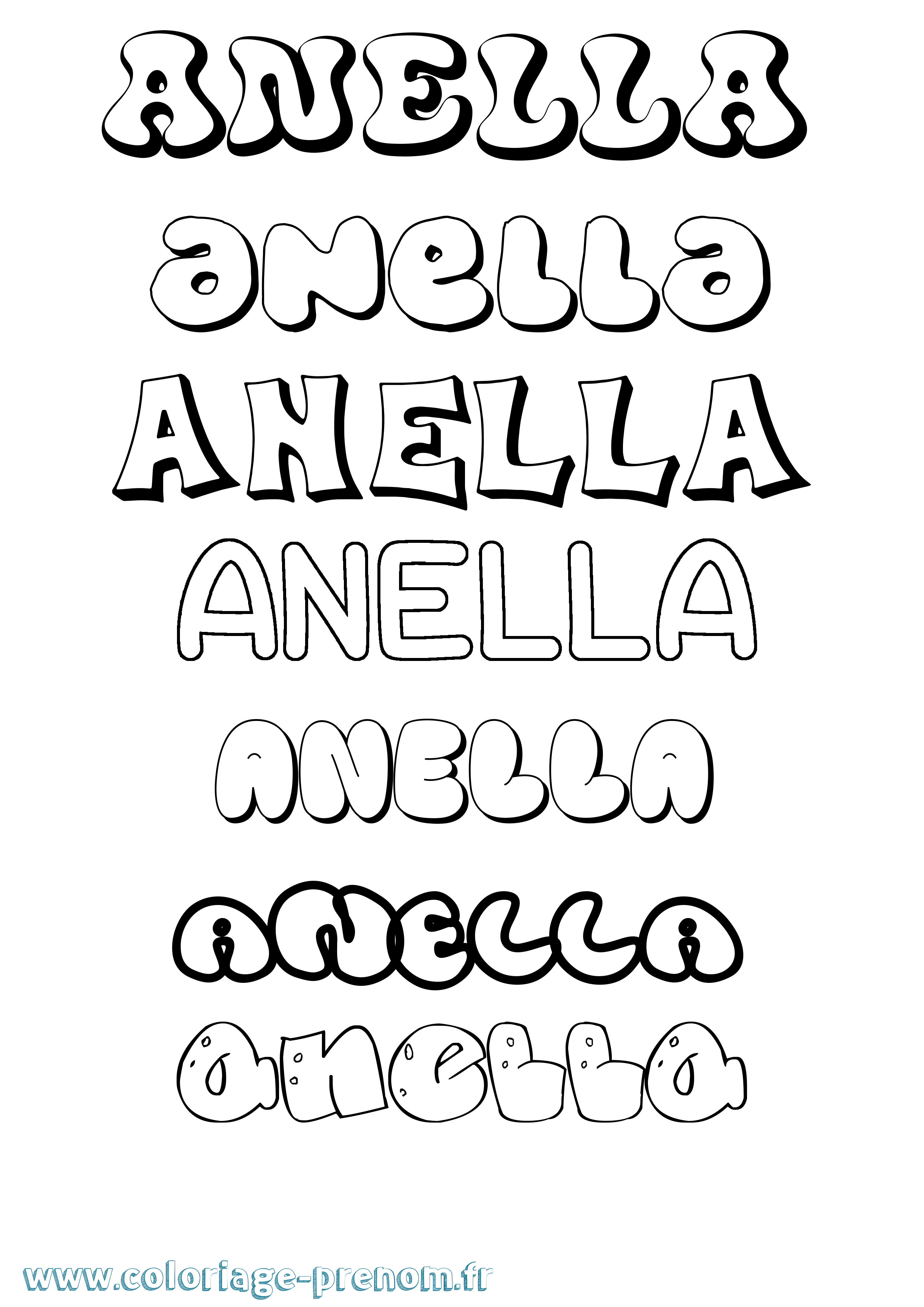 Coloriage Anella Bubble Coloriage prénom Anella Bubble
