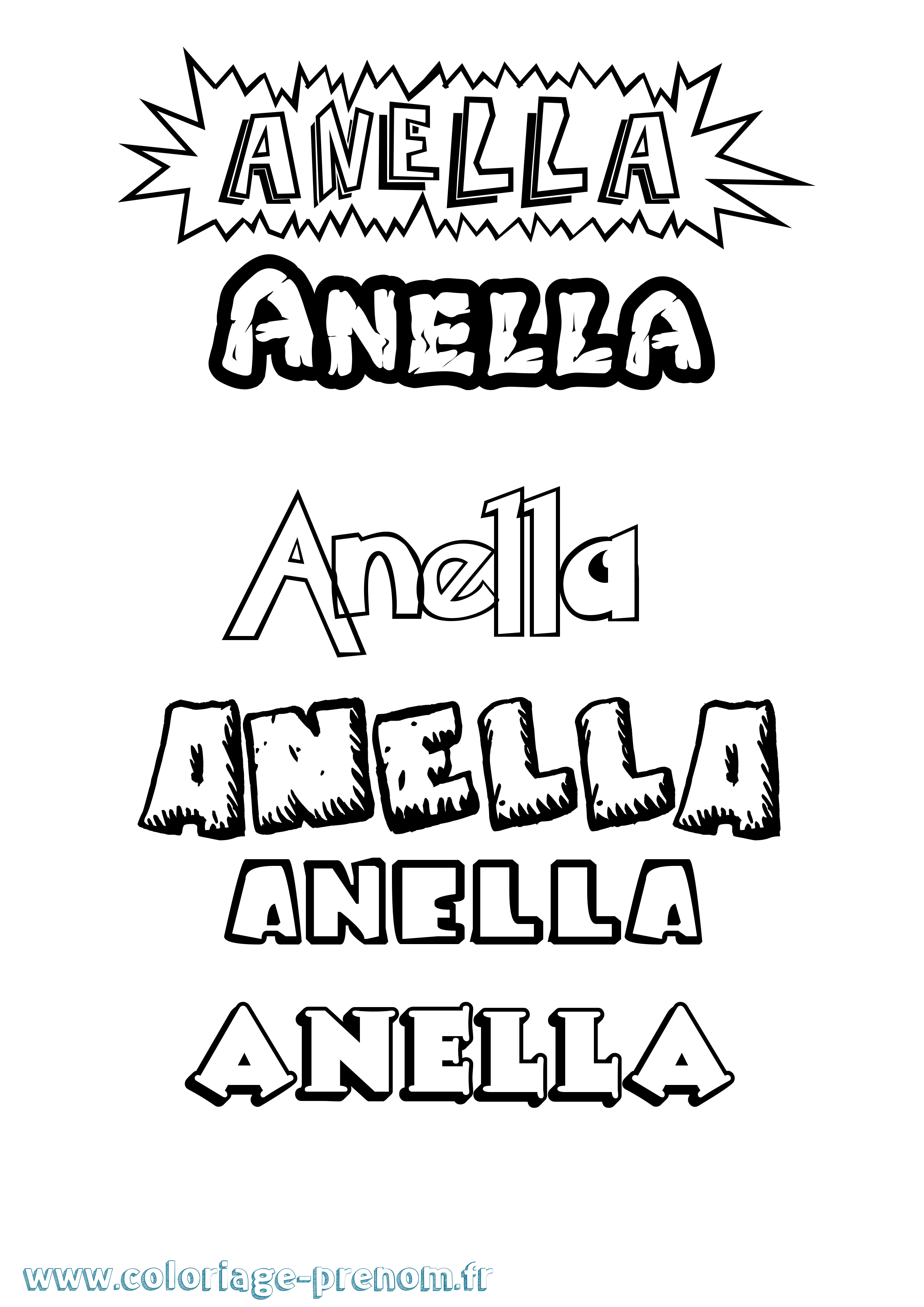 Coloriage Anella Dessin Animé Coloriage prénom Anella Dessin Animé