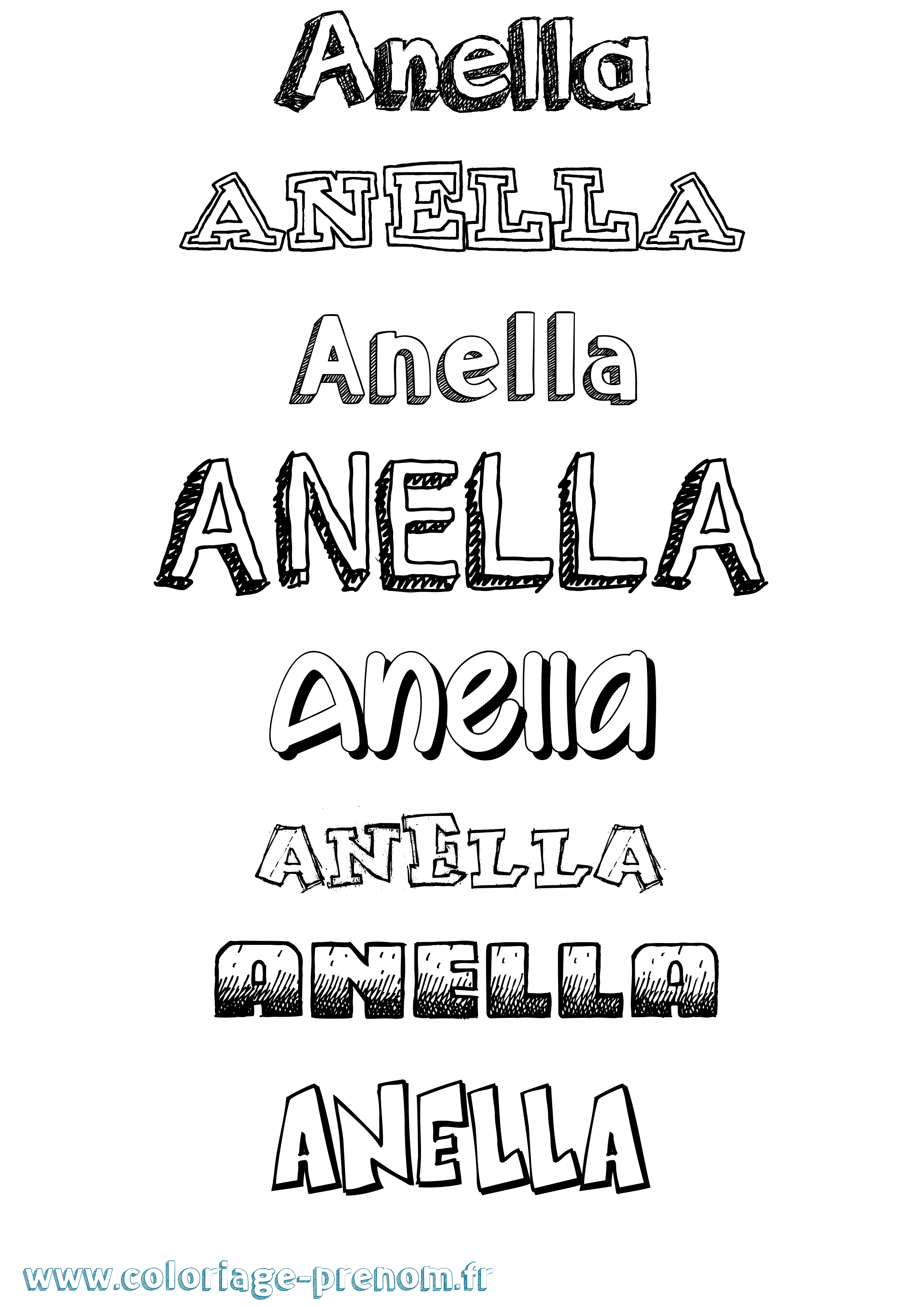 Coloriage Anella Dessiné Coloriage prénom Anella Dessiné