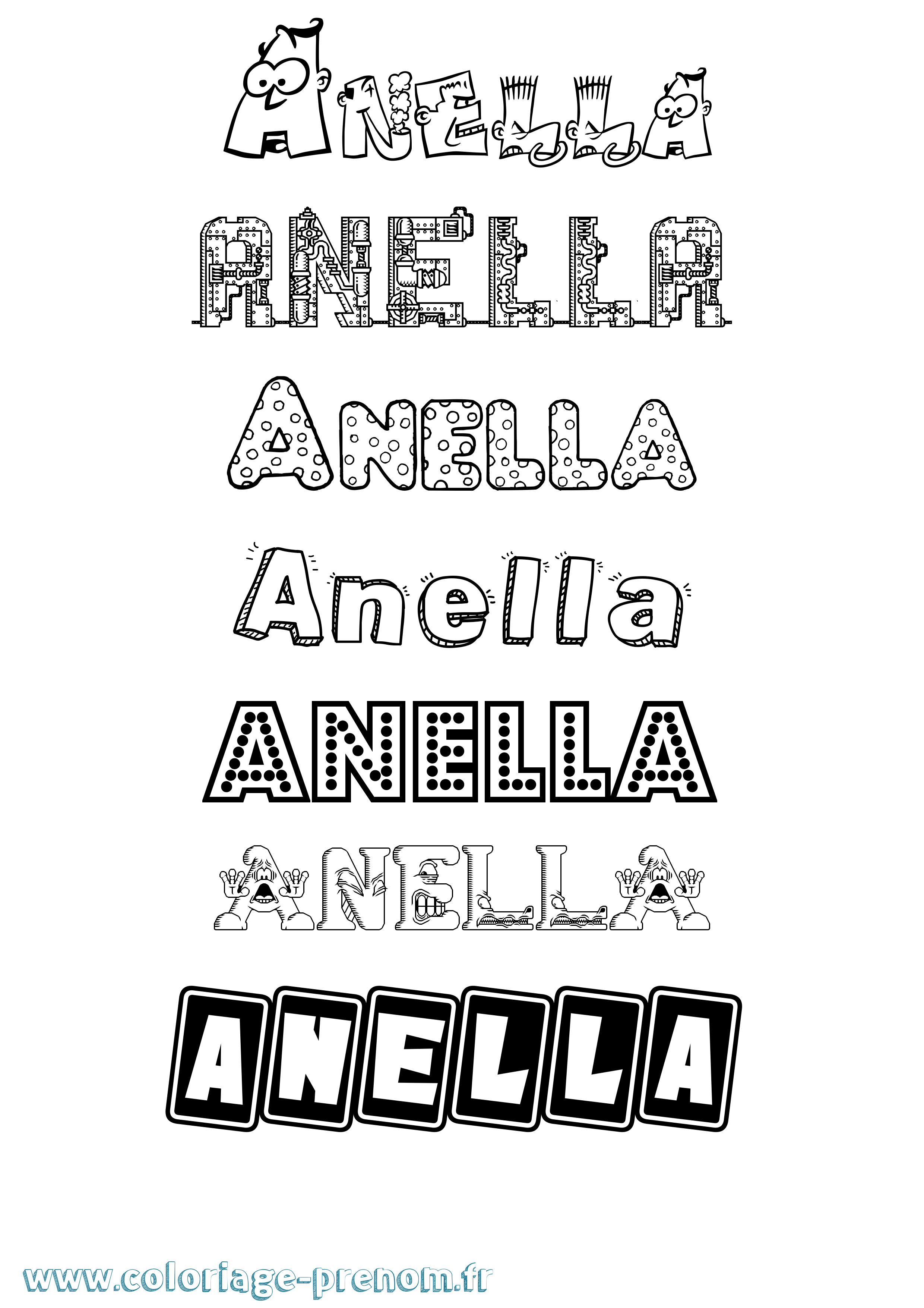 Coloriage Anella Fun Coloriage prénom Anella Fun
