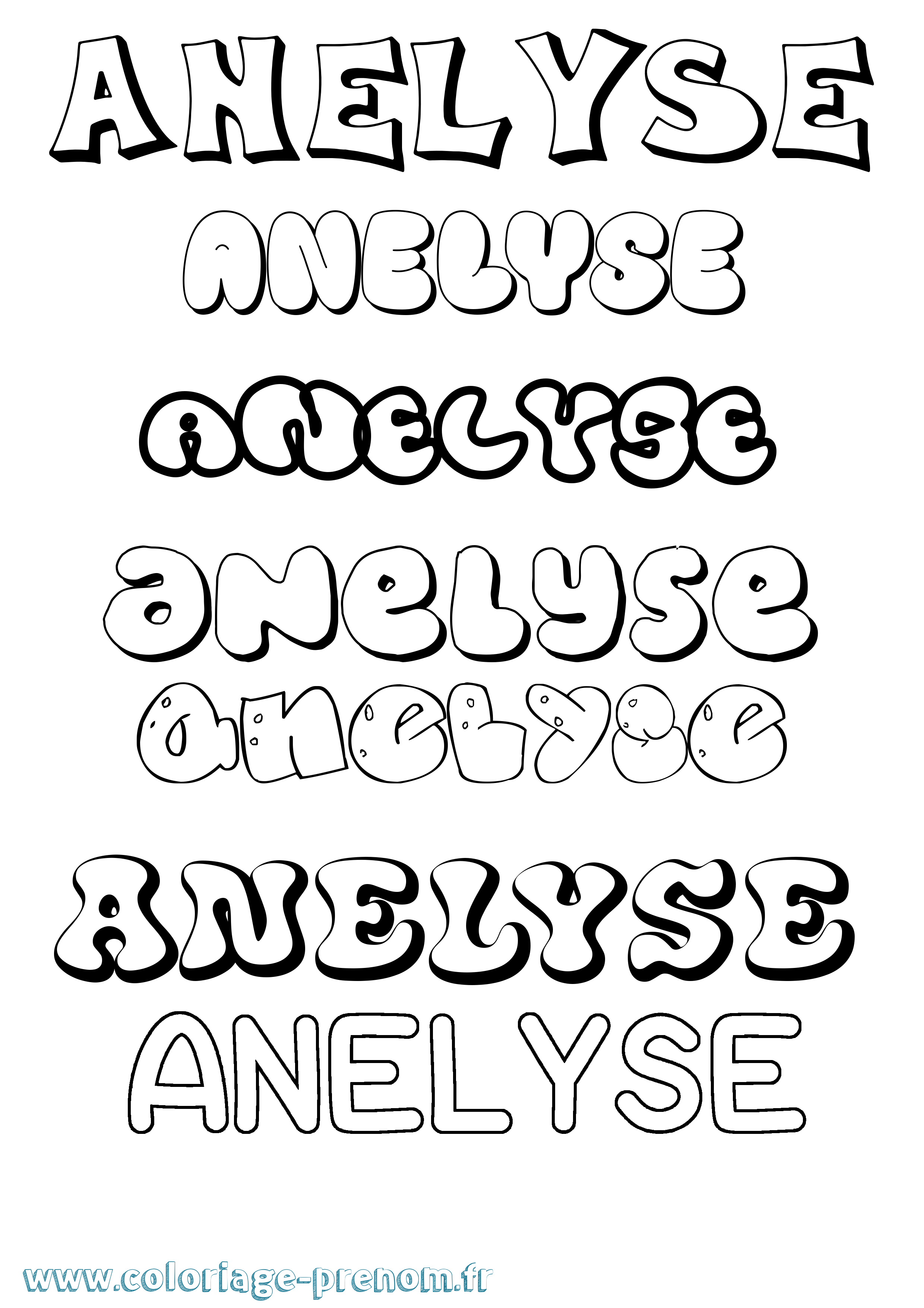 Coloriage Anelyse Bubble Coloriage prénom Anelyse Bubble