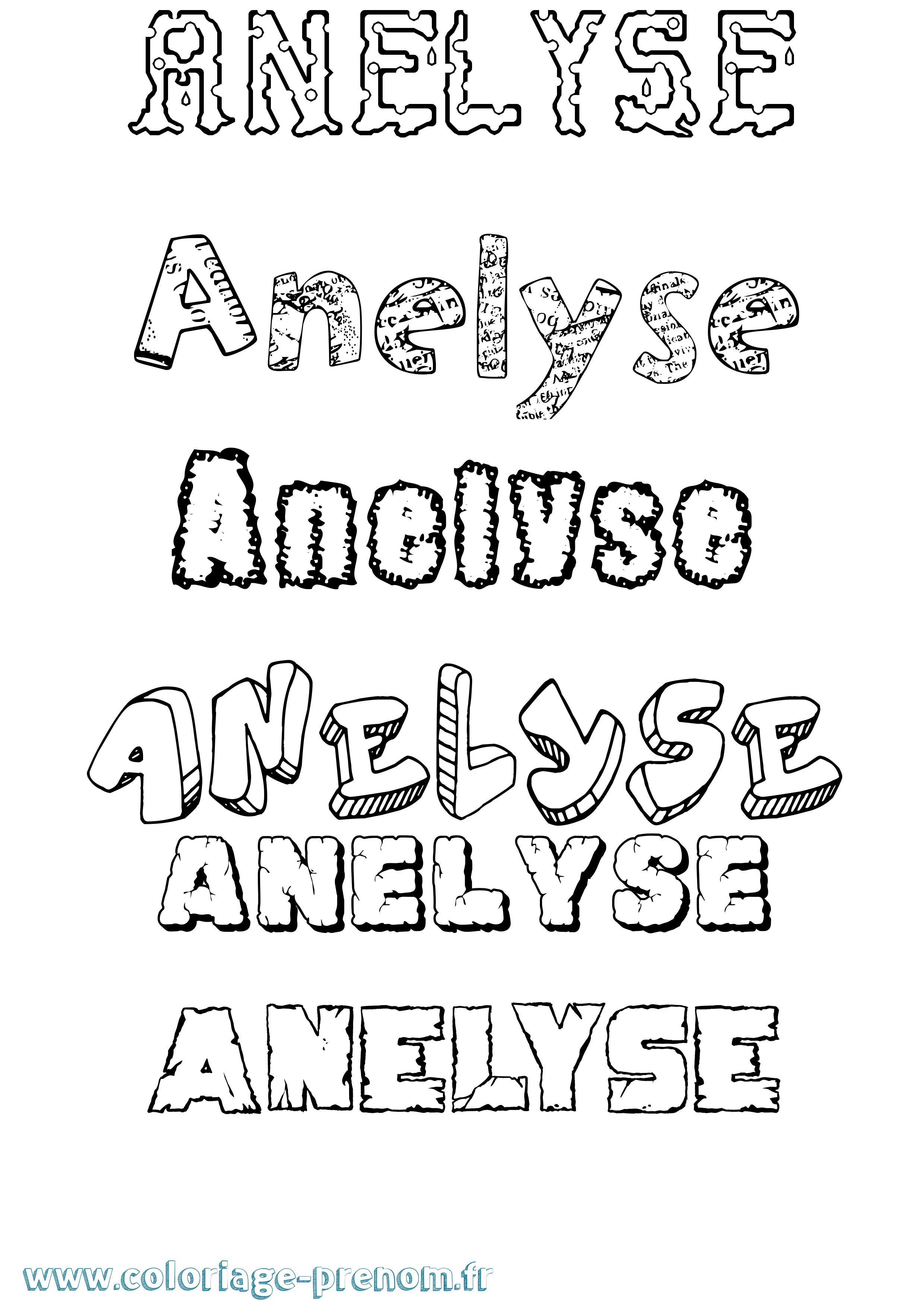 Coloriage Anelyse Destructuré Coloriage prénom Anelyse Destructuré