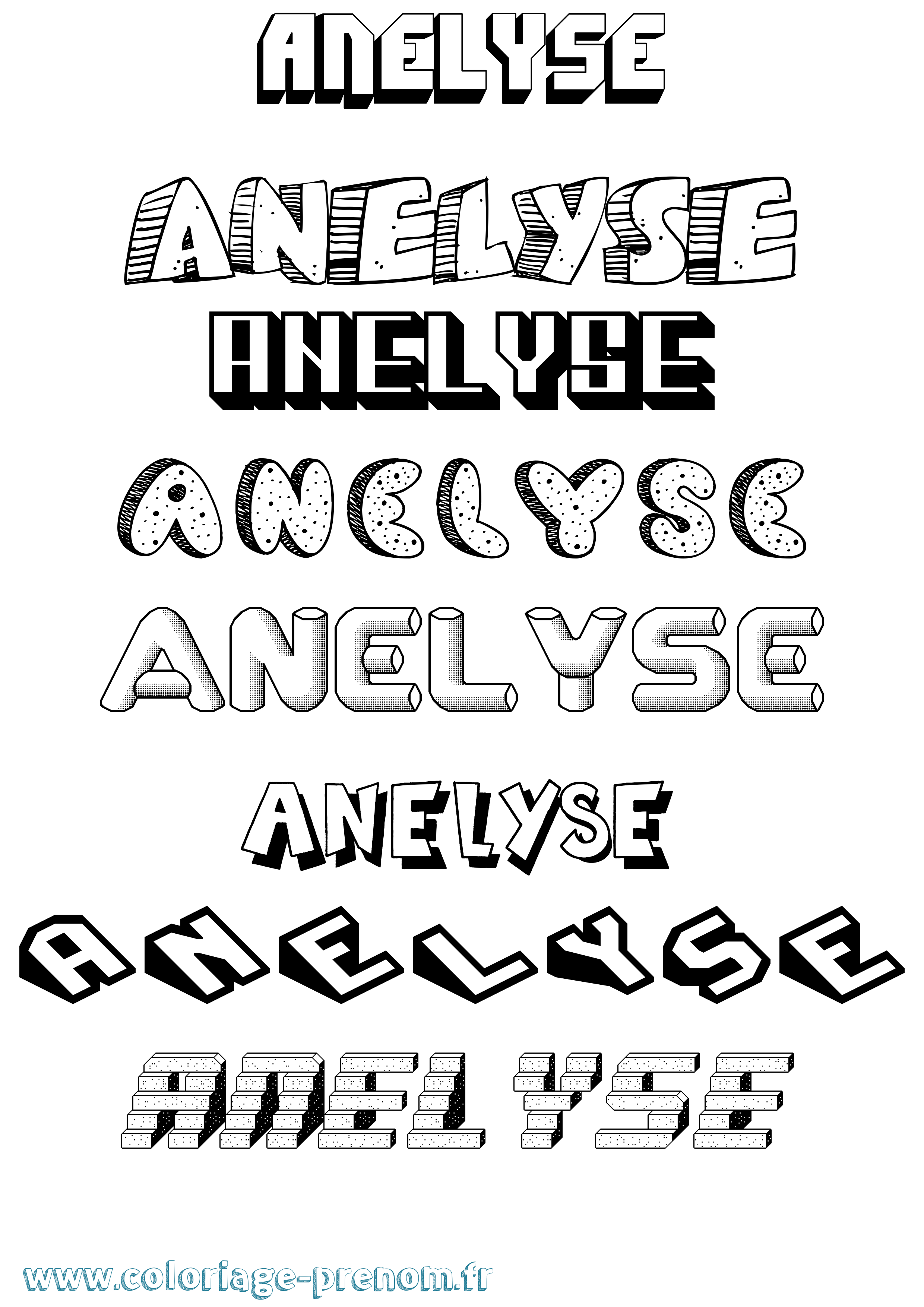 Coloriage Anelyse Effet 3D Coloriage prénom Anelyse Effet 3D