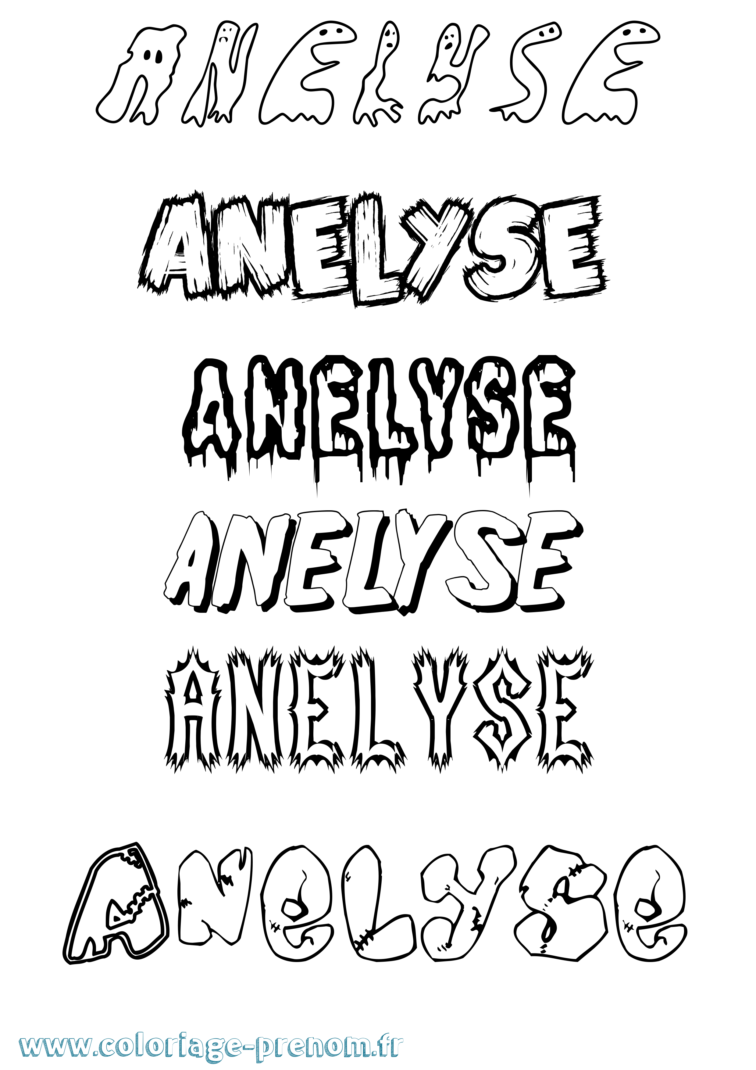 Coloriage Anelyse Frisson Coloriage prénom Anelyse Frisson