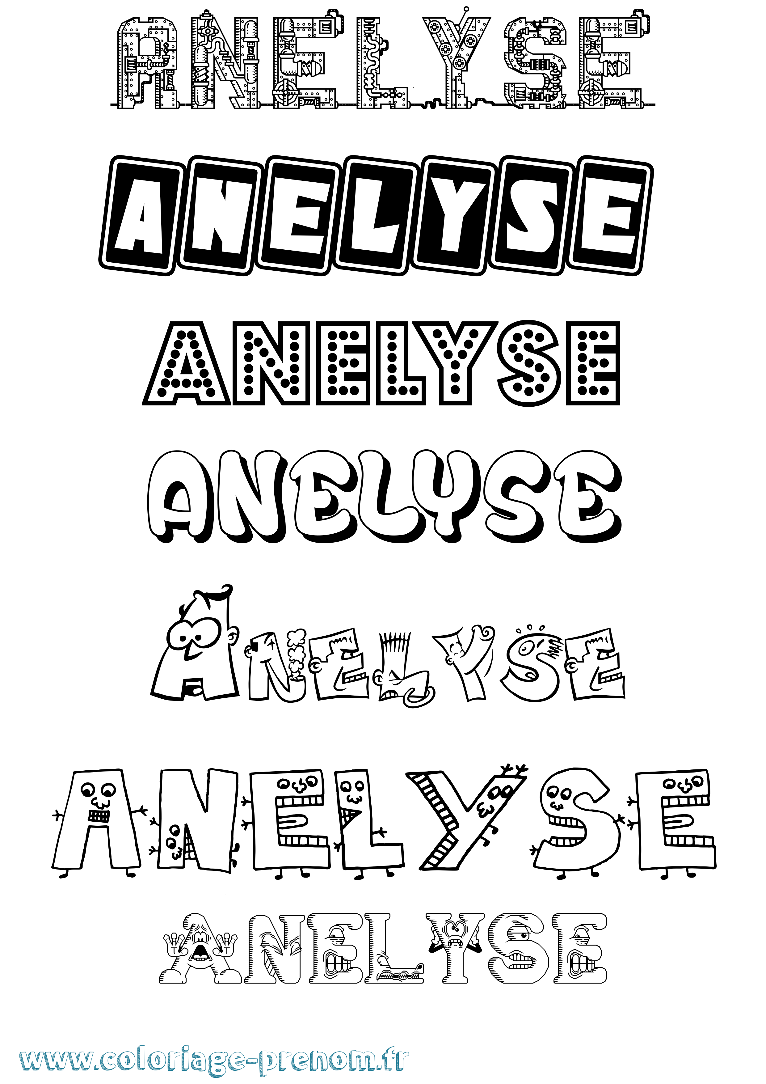 Coloriage Anelyse Fun Coloriage prénom Anelyse Fun