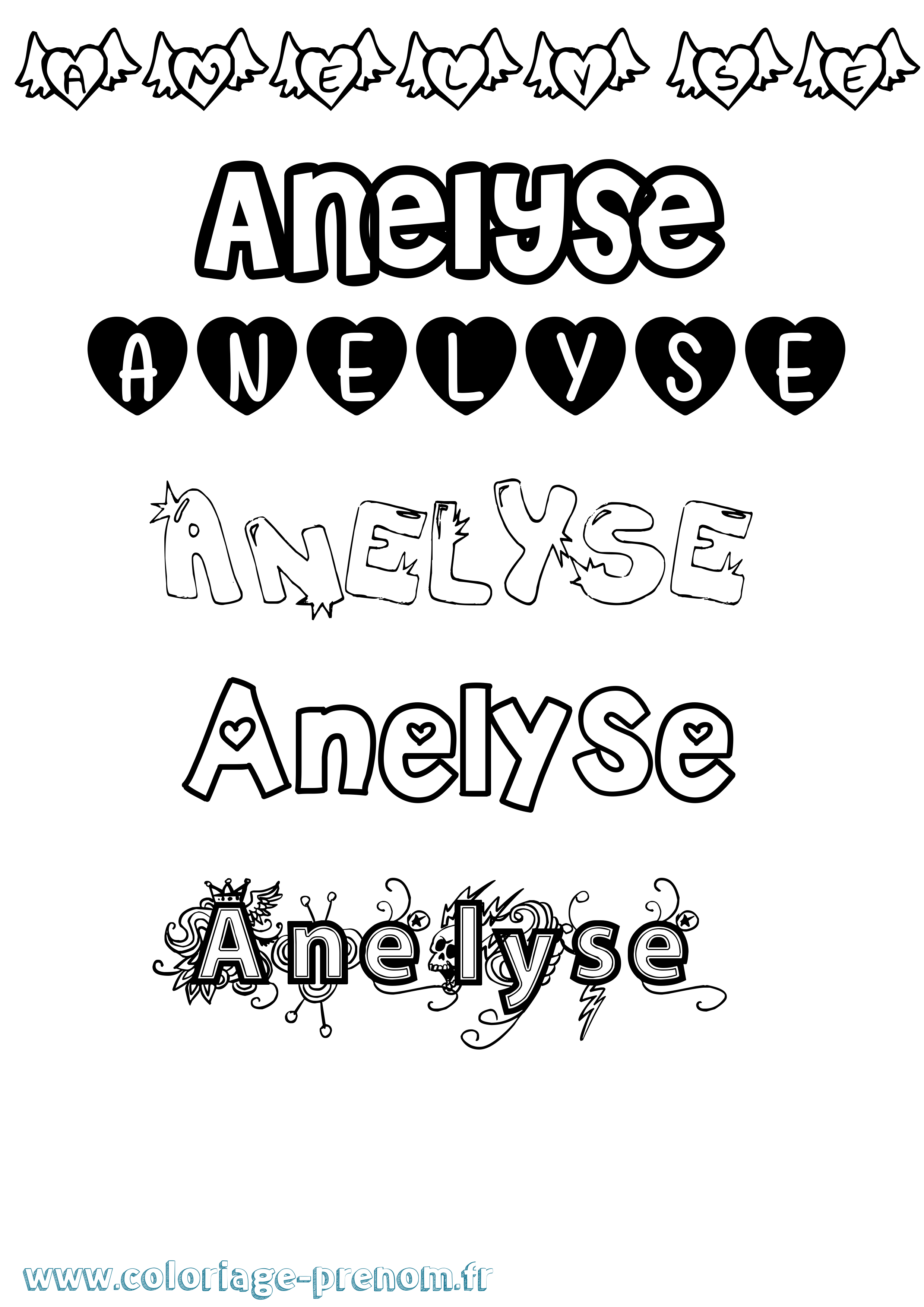 Coloriage Anelyse Girly Coloriage prénom Anelyse Girly