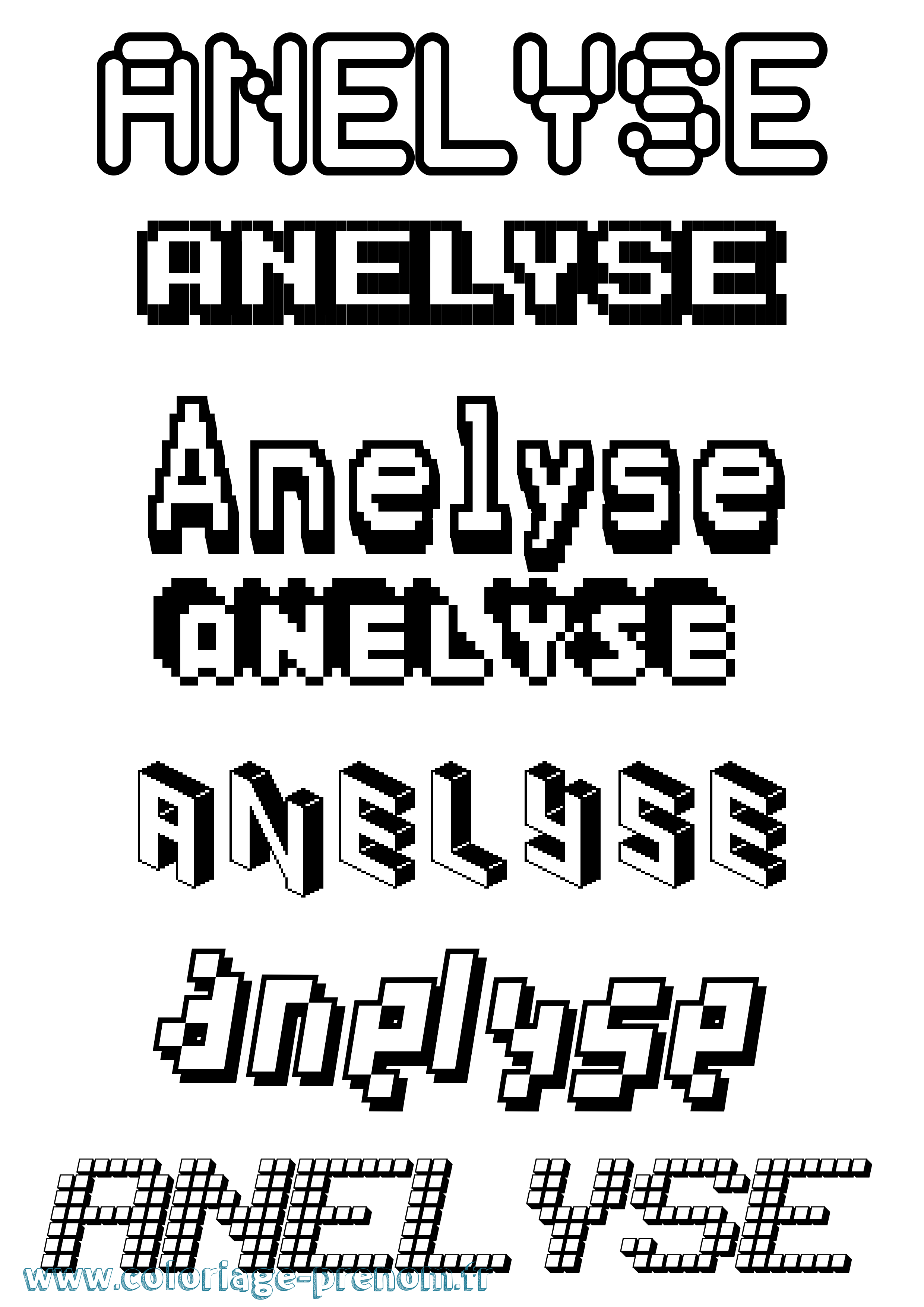 Coloriage Anelyse Pixel Coloriage prénom Anelyse Pixel