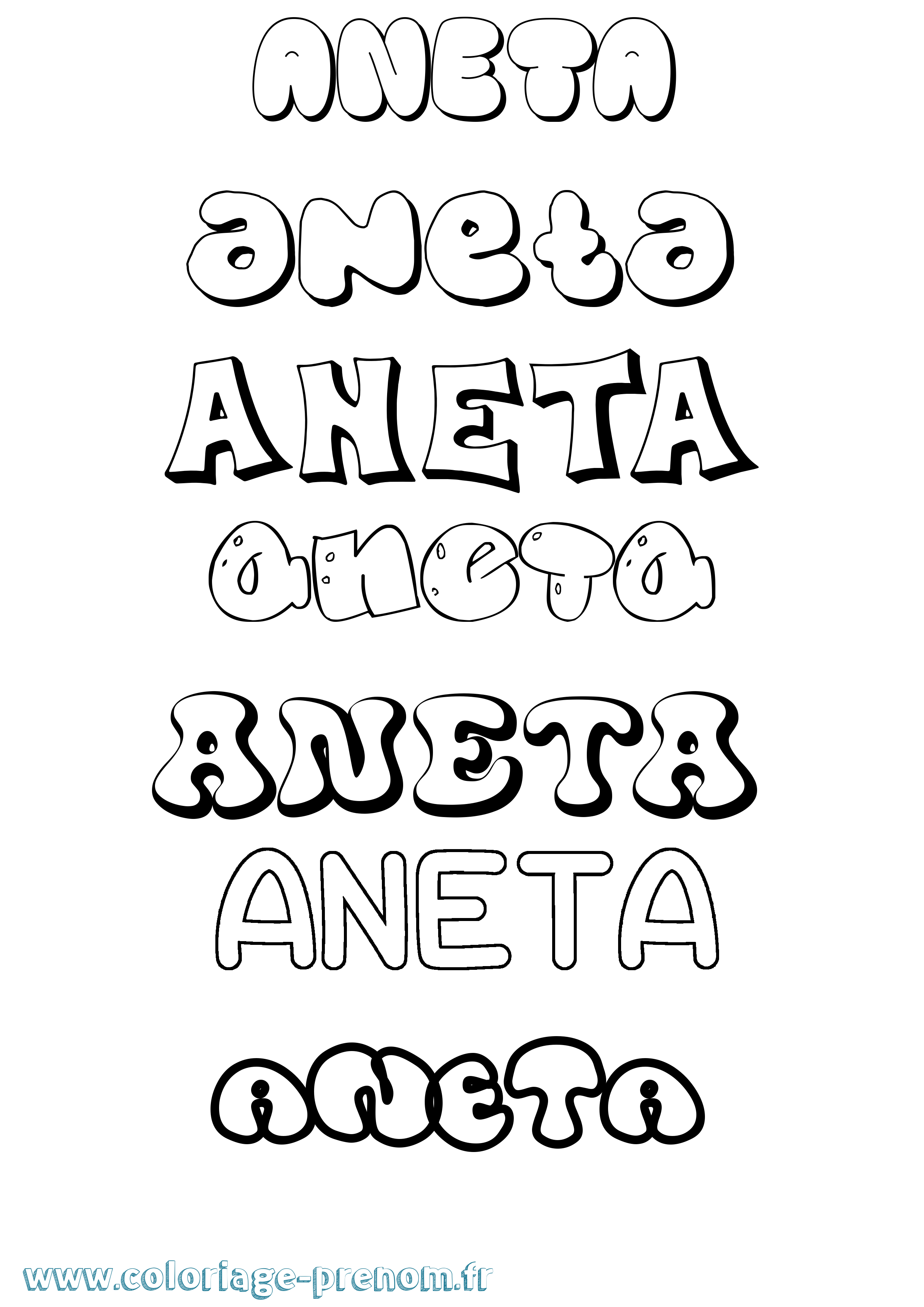 Coloriage Aneta Bubble Coloriage prénom Aneta Bubble