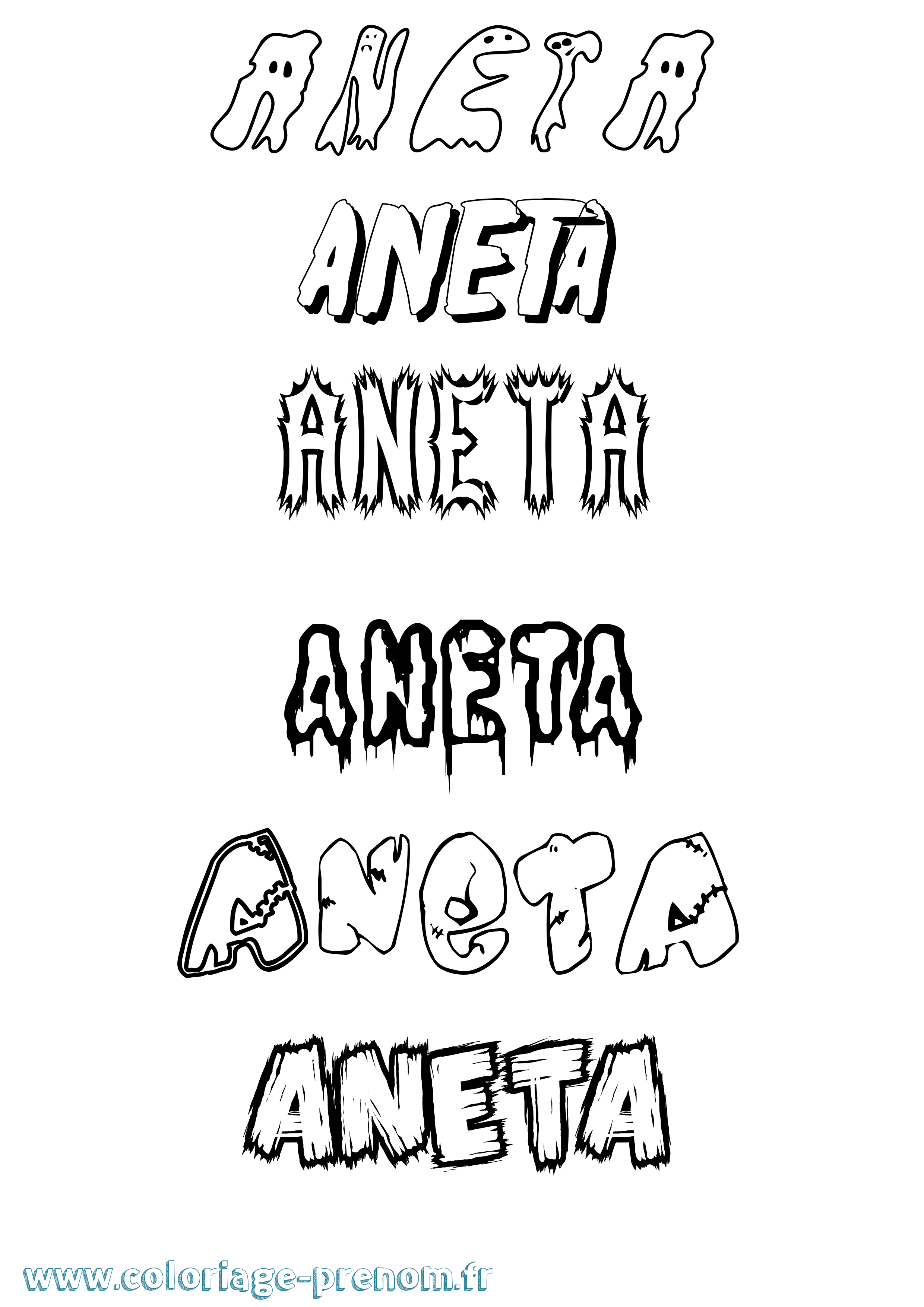 Coloriage Aneta Frisson Coloriage prénom Aneta Frisson
