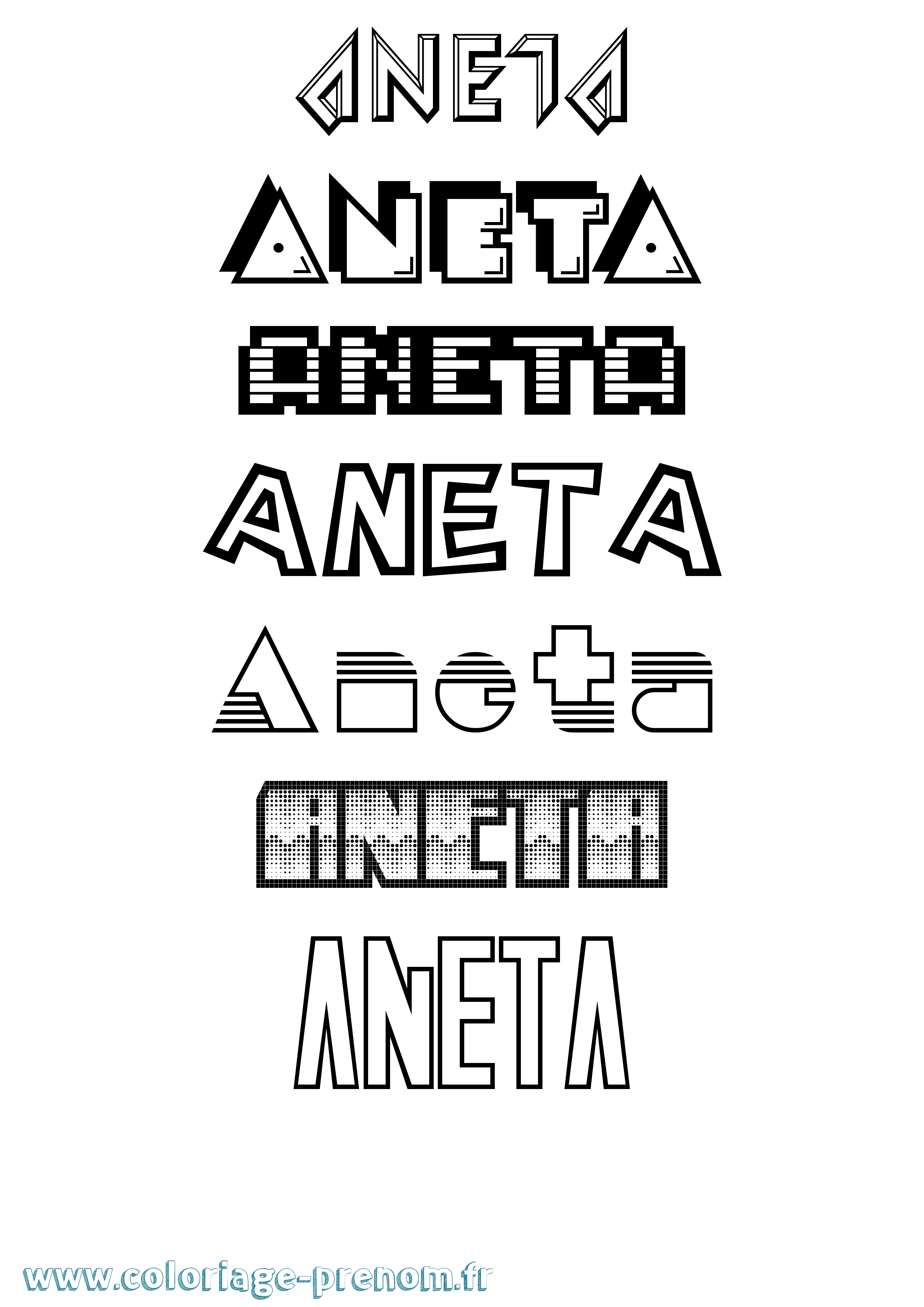 Coloriage Aneta Jeux Vidéos Coloriage prénom Aneta Jeux Vidéos