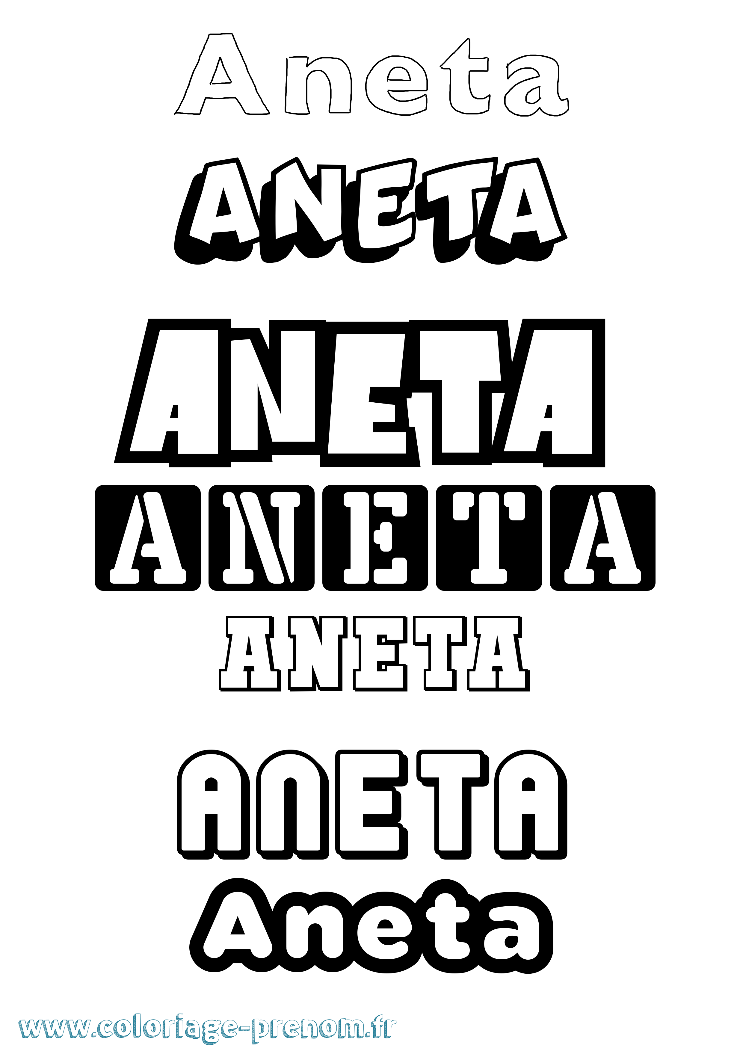 Coloriage Aneta Simple Coloriage prénom Aneta Simple
