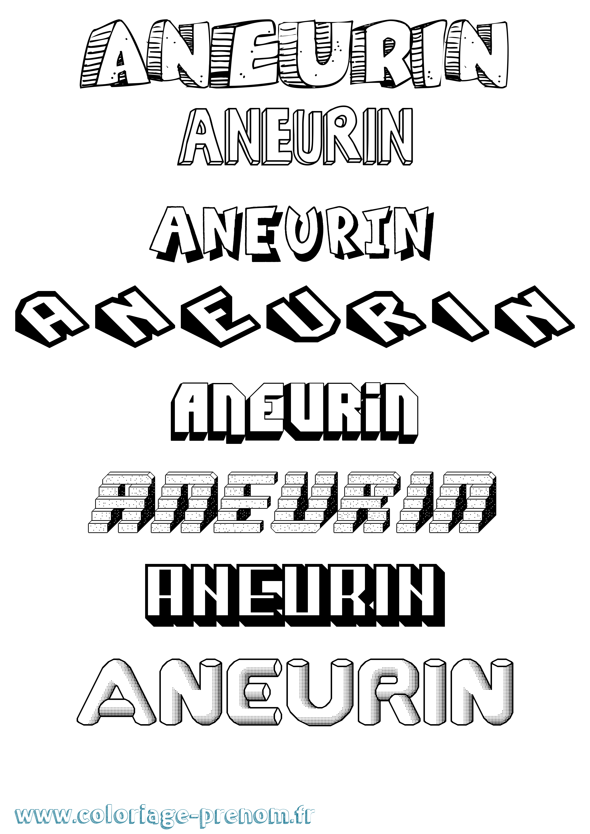 Coloriage Aneurin Effet 3D Coloriage prénom Aneurin Effet 3D
