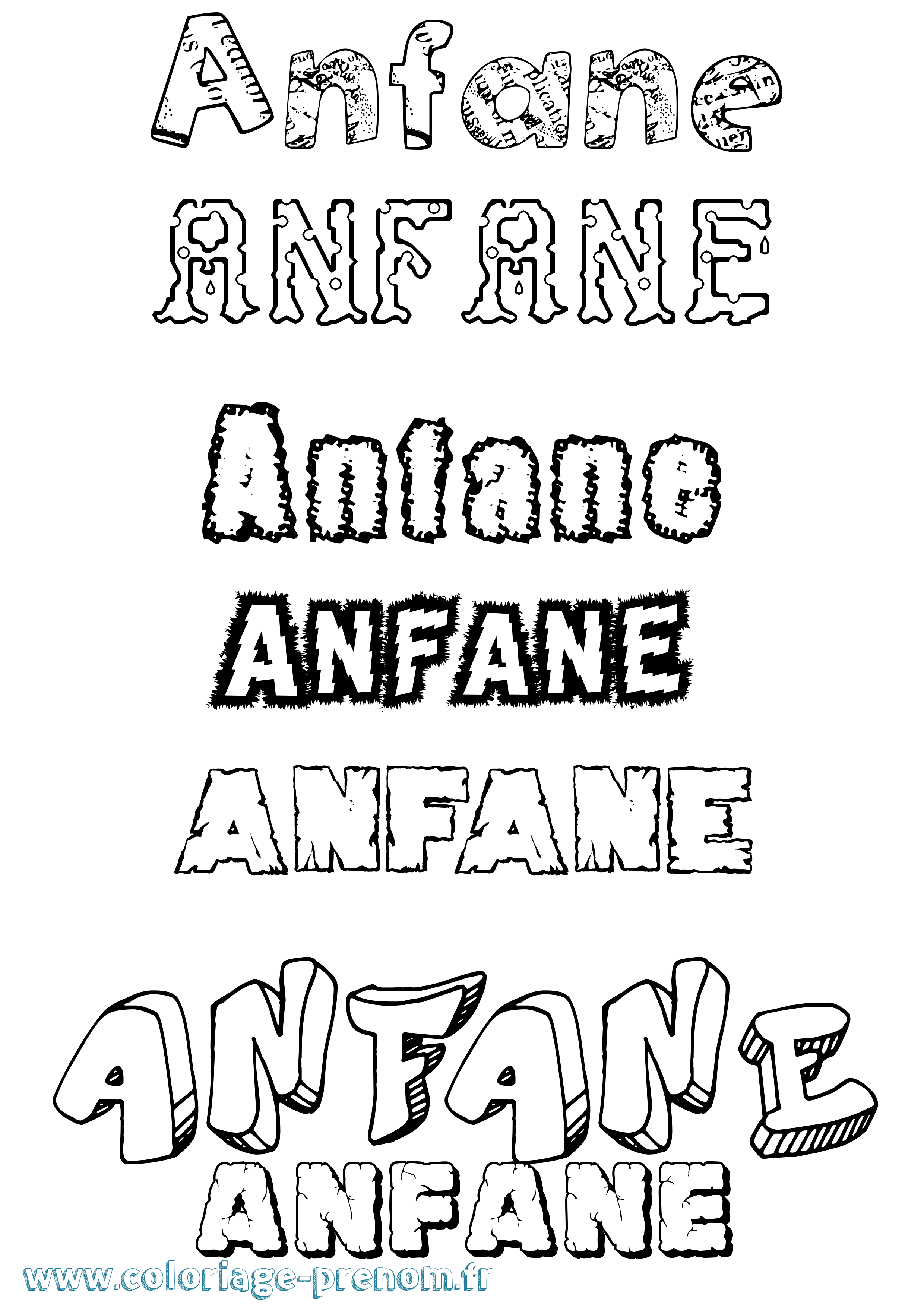 Coloriage Anfane Destructuré Coloriage prénom Anfane Destructuré