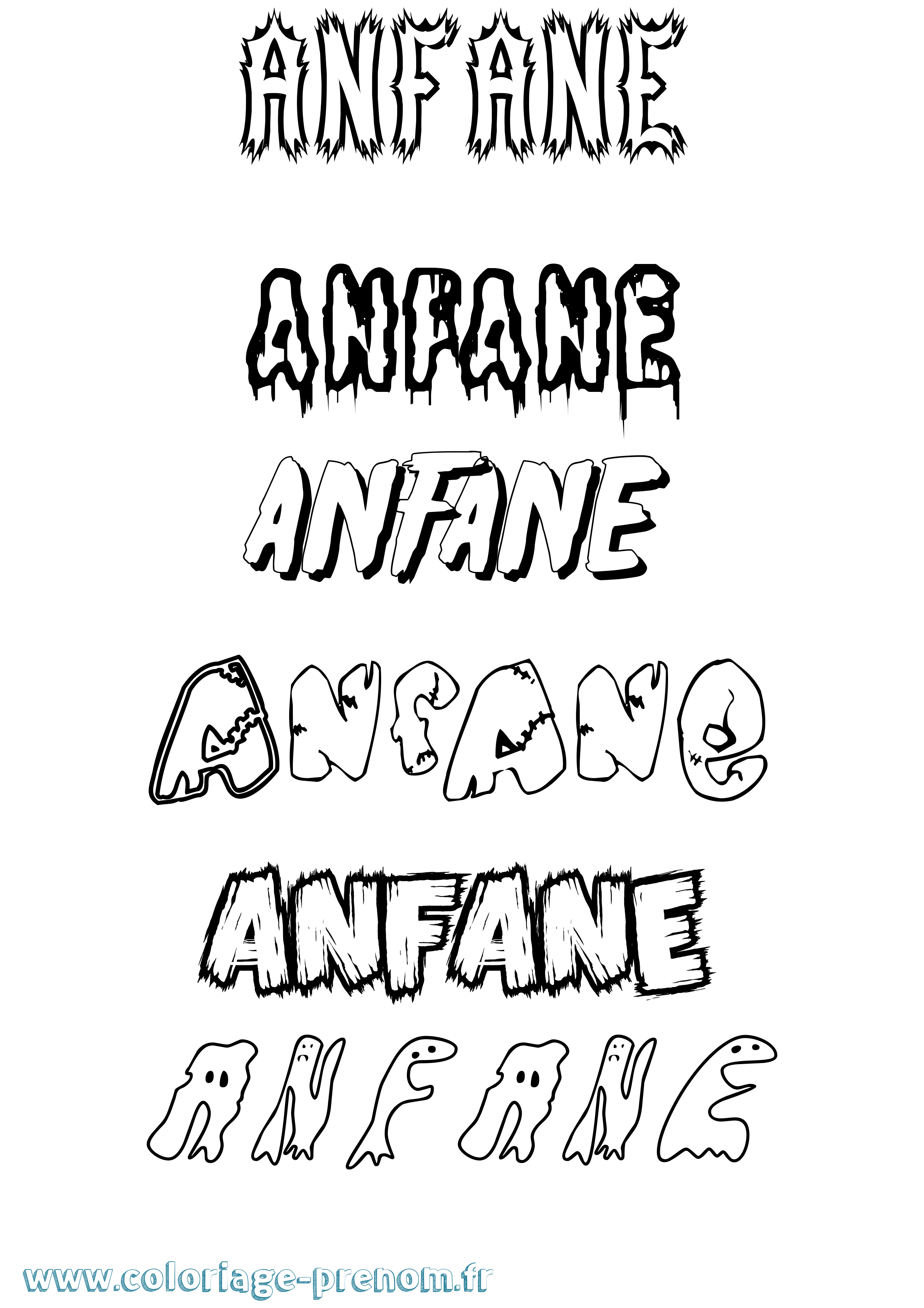 Coloriage Anfane Frisson Coloriage prénom Anfane Frisson