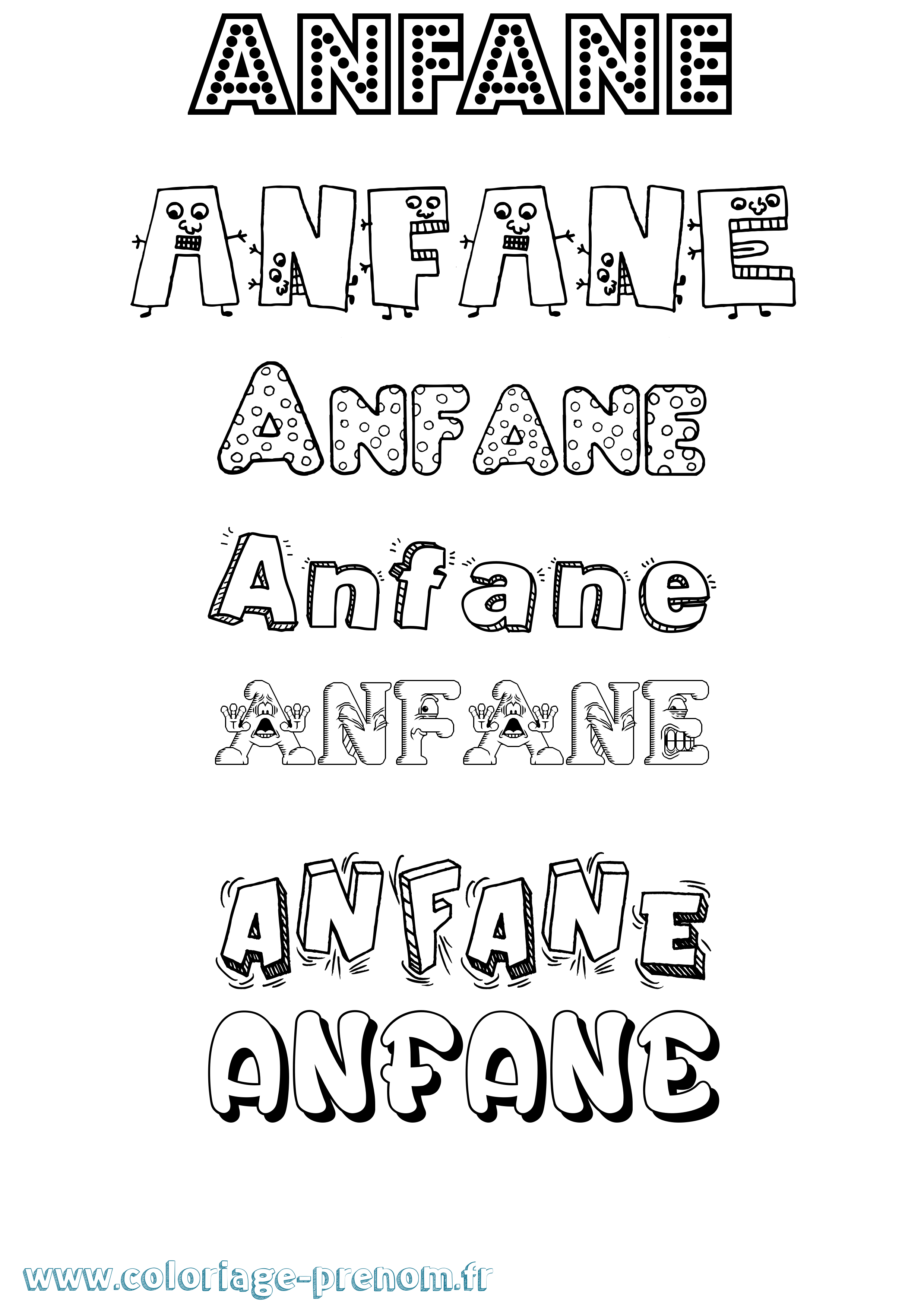 Coloriage Anfane Fun Coloriage prénom Anfane Fun