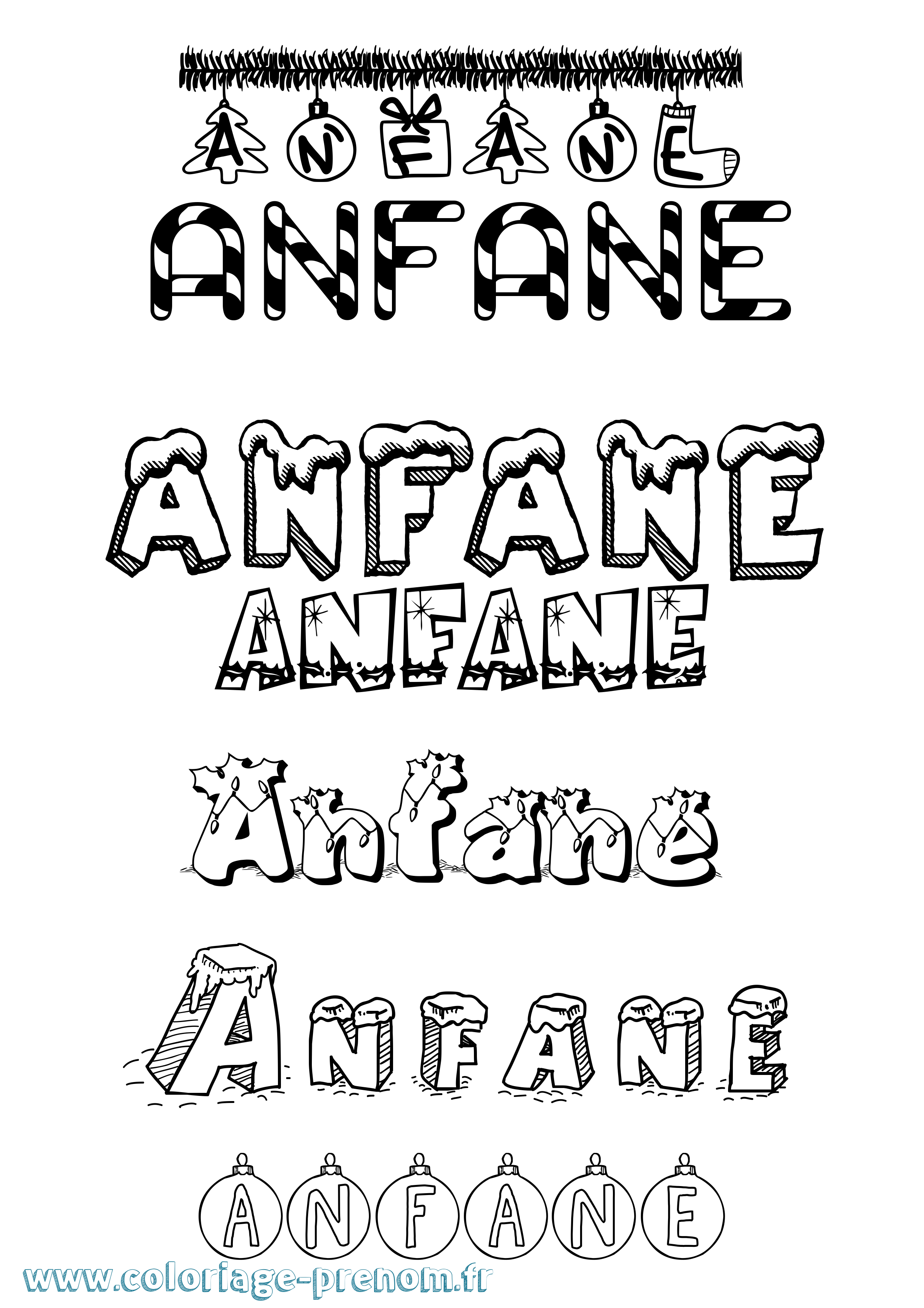 Coloriage Anfane Noël Coloriage prénom Anfane Noël