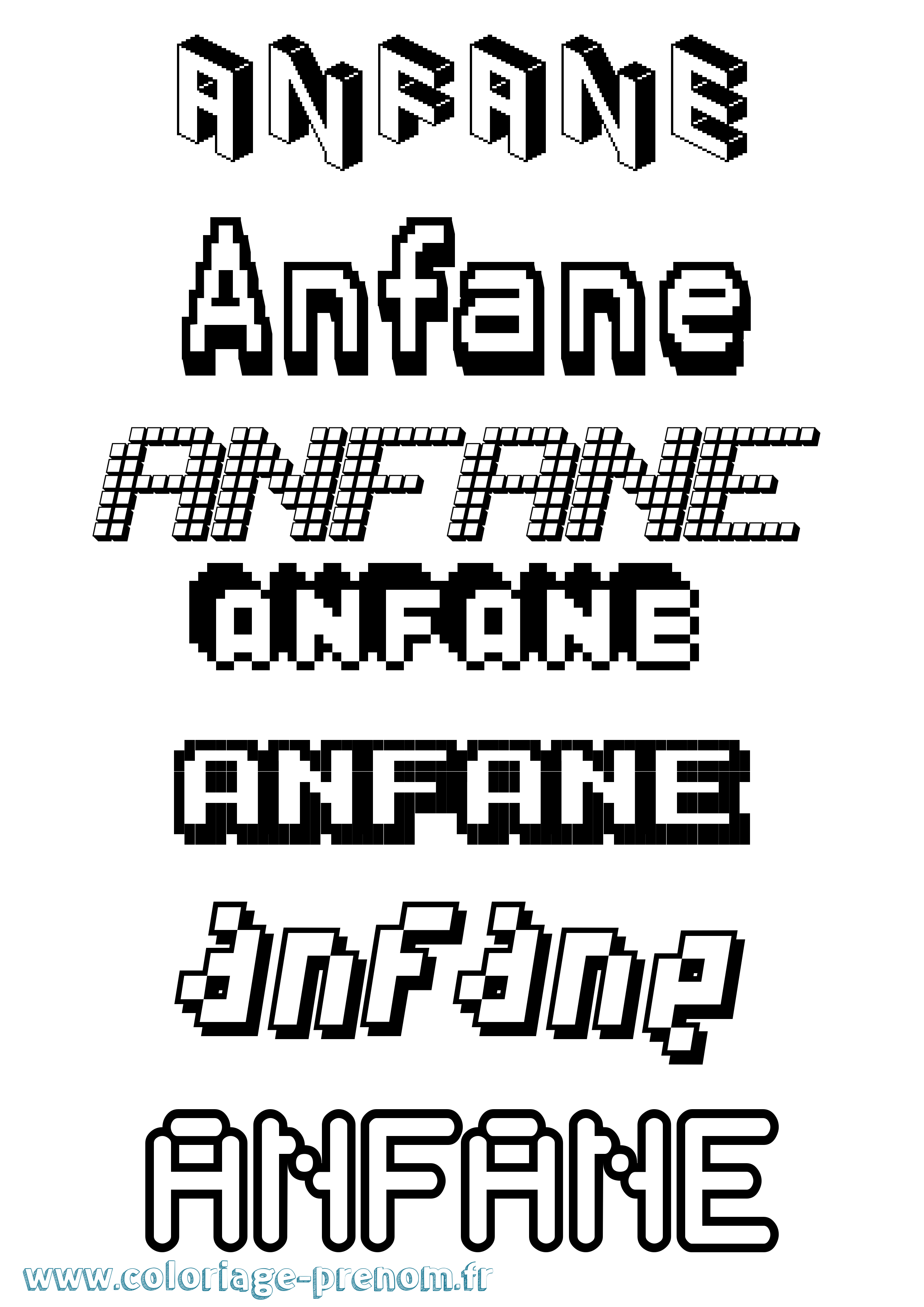 Coloriage Anfane Pixel Coloriage prénom Anfane Pixel
