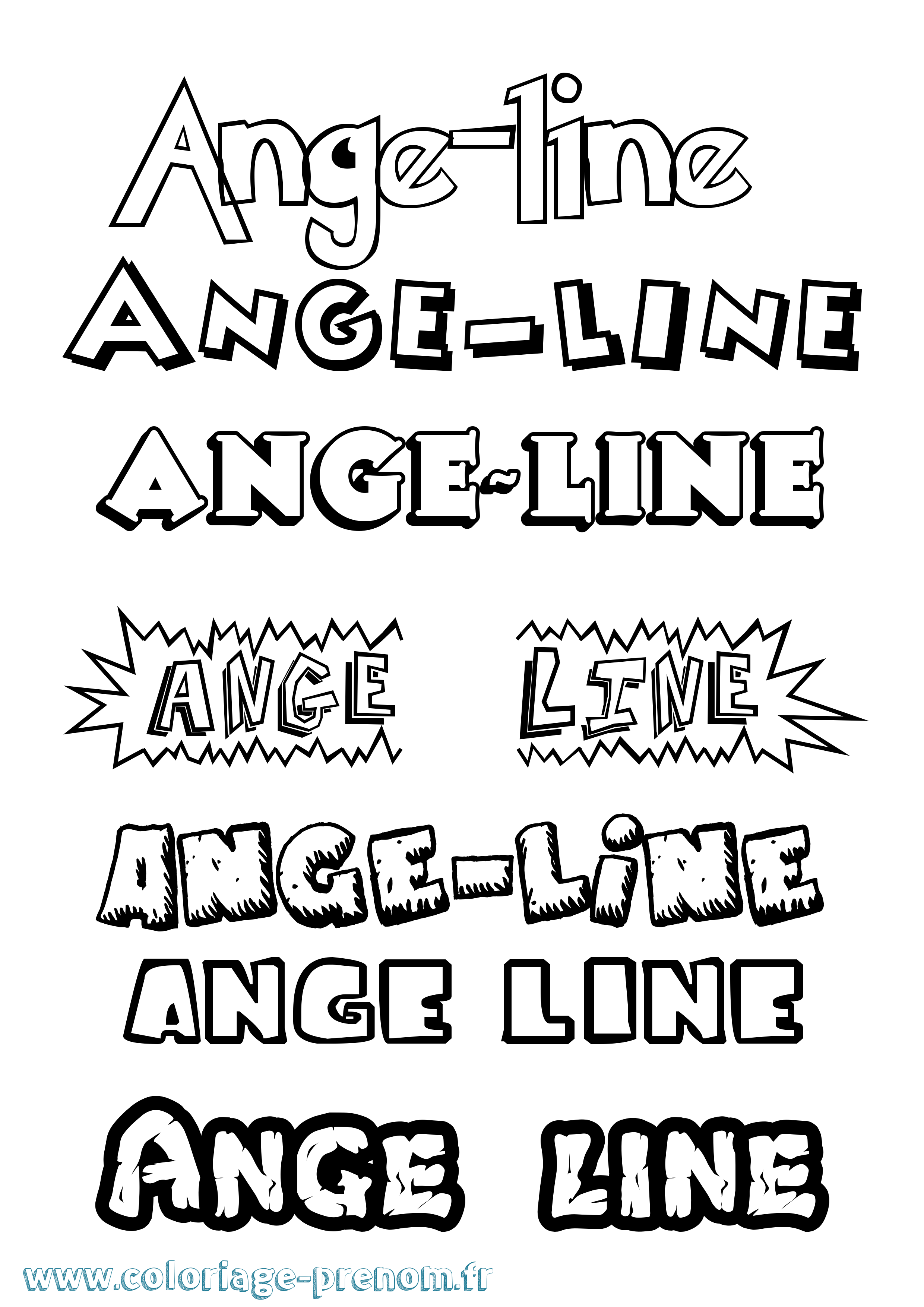 Coloriage Ange-Line Dessin Animé Coloriage prénom Ange-Line Dessin Animé