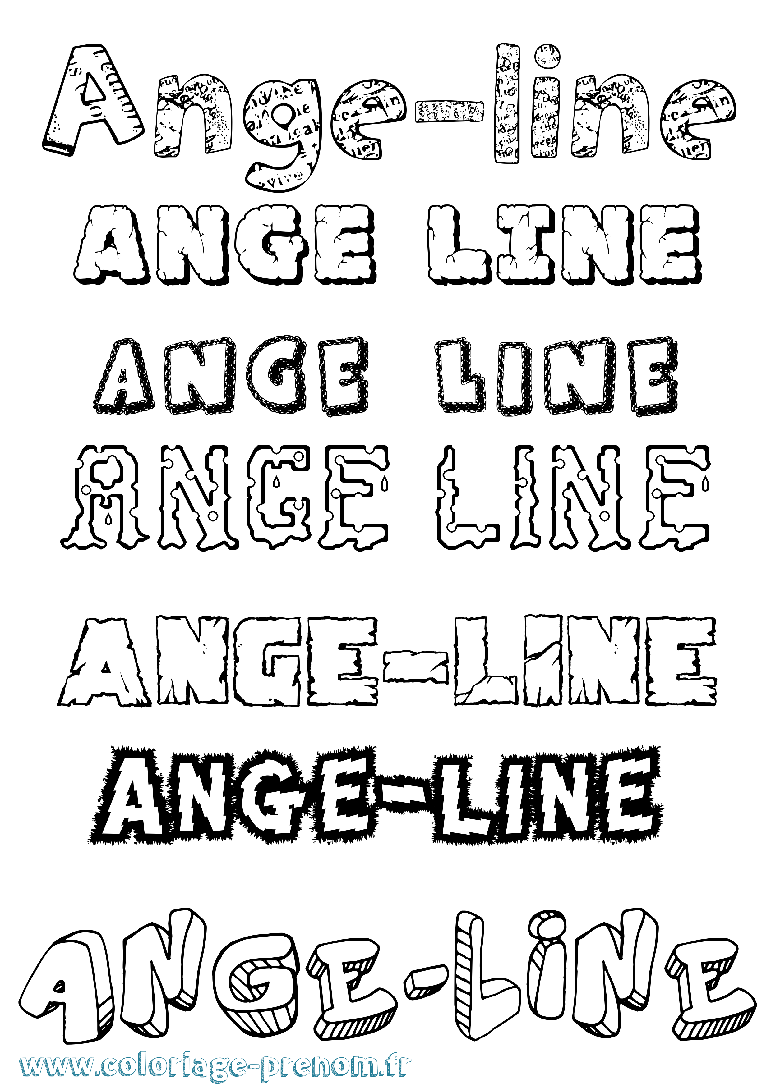 Coloriage Ange-Line Destructuré Coloriage prénom Ange-Line Destructuré