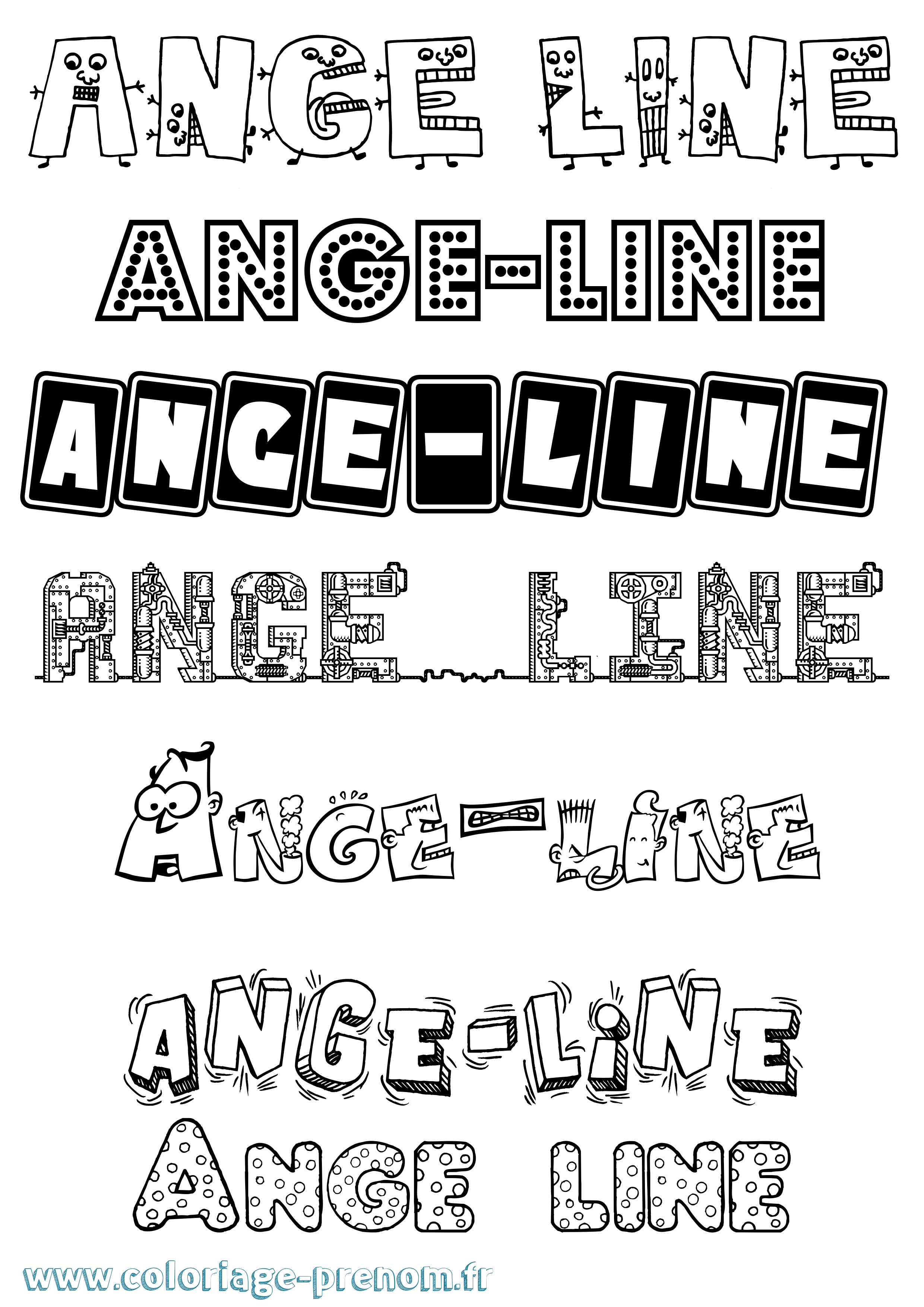 Coloriage Ange-Line Fun Coloriage prénom Ange-Line Fun