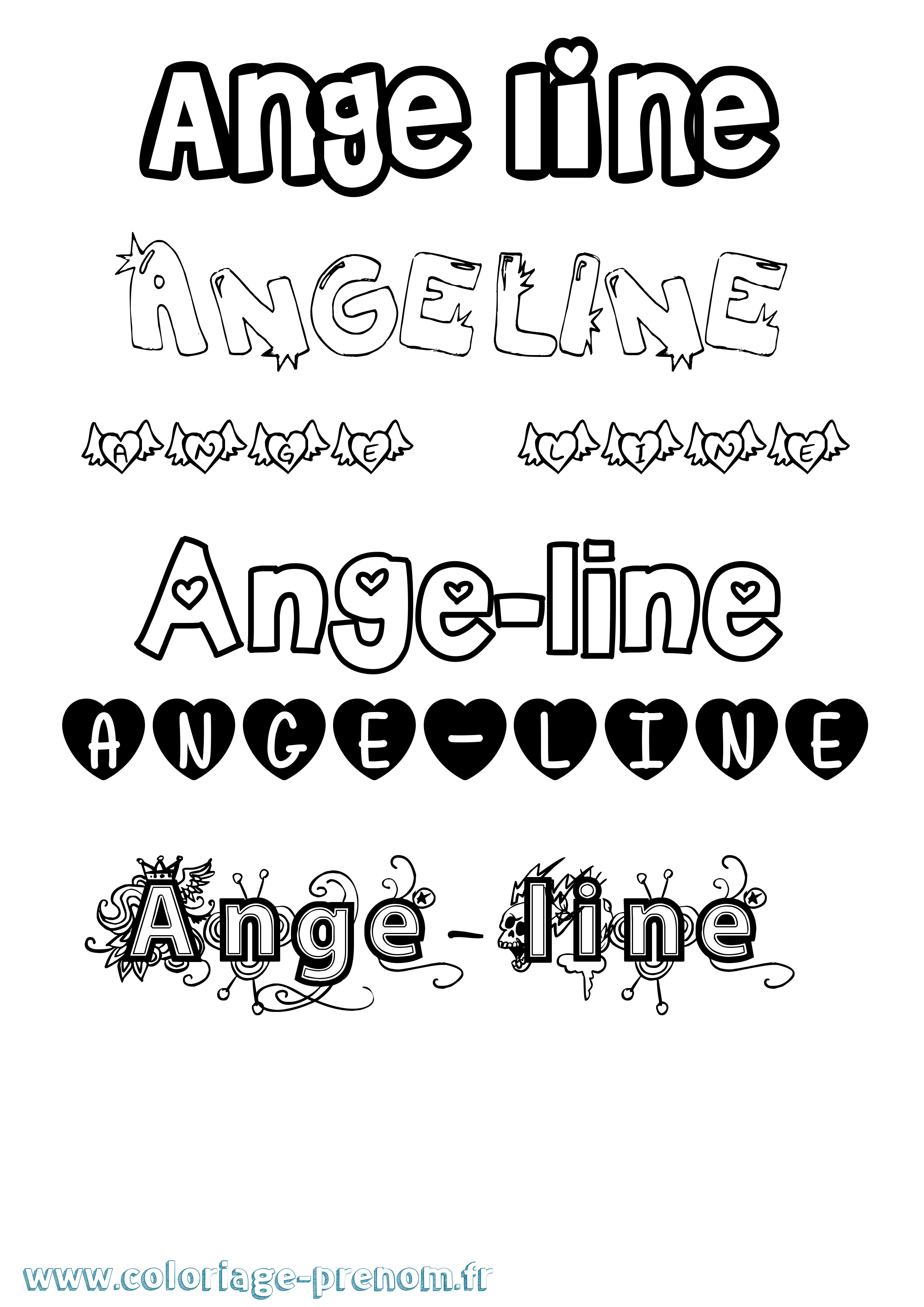 Coloriage Ange-Line Girly Coloriage prénom Ange-Line Girly