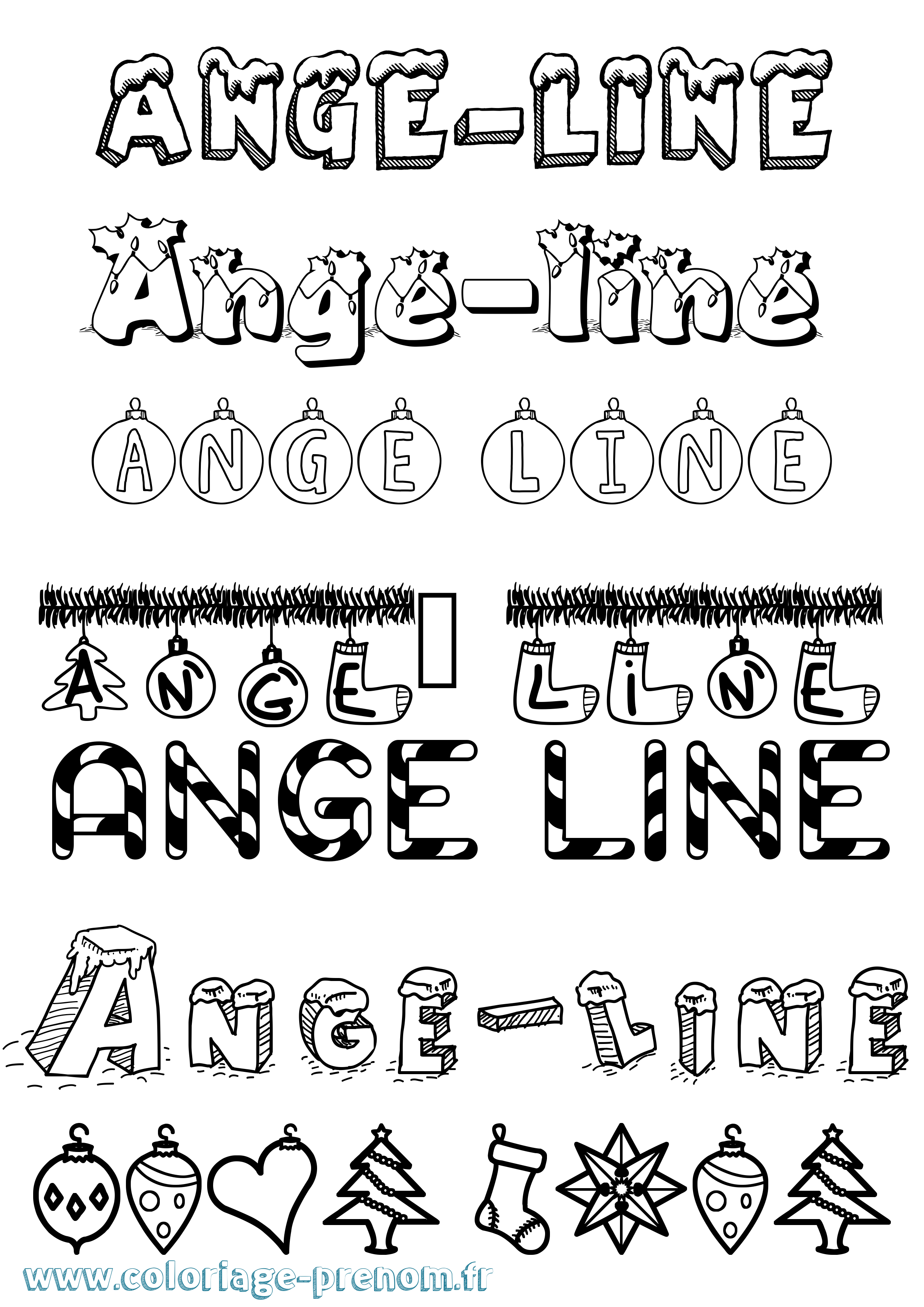 Coloriage Ange-Line Noël Coloriage prénom Ange-Line Noël