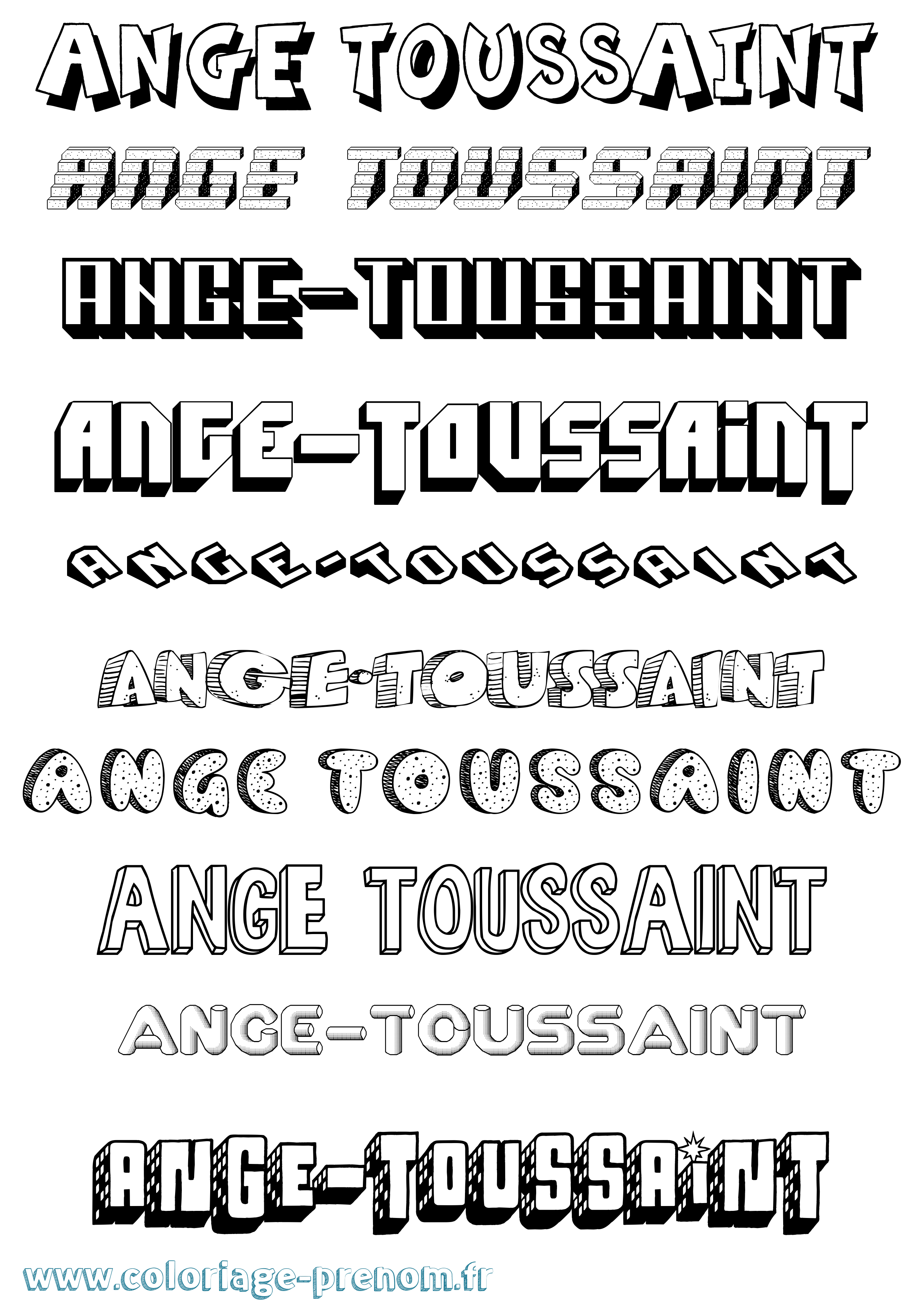 Coloriage Ange-Toussaint Effet 3D Coloriage prénom Ange-Toussaint Effet 3D